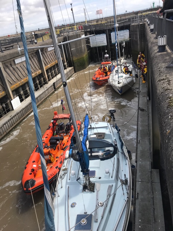 Inside the lock with both lifeboats and their casualties