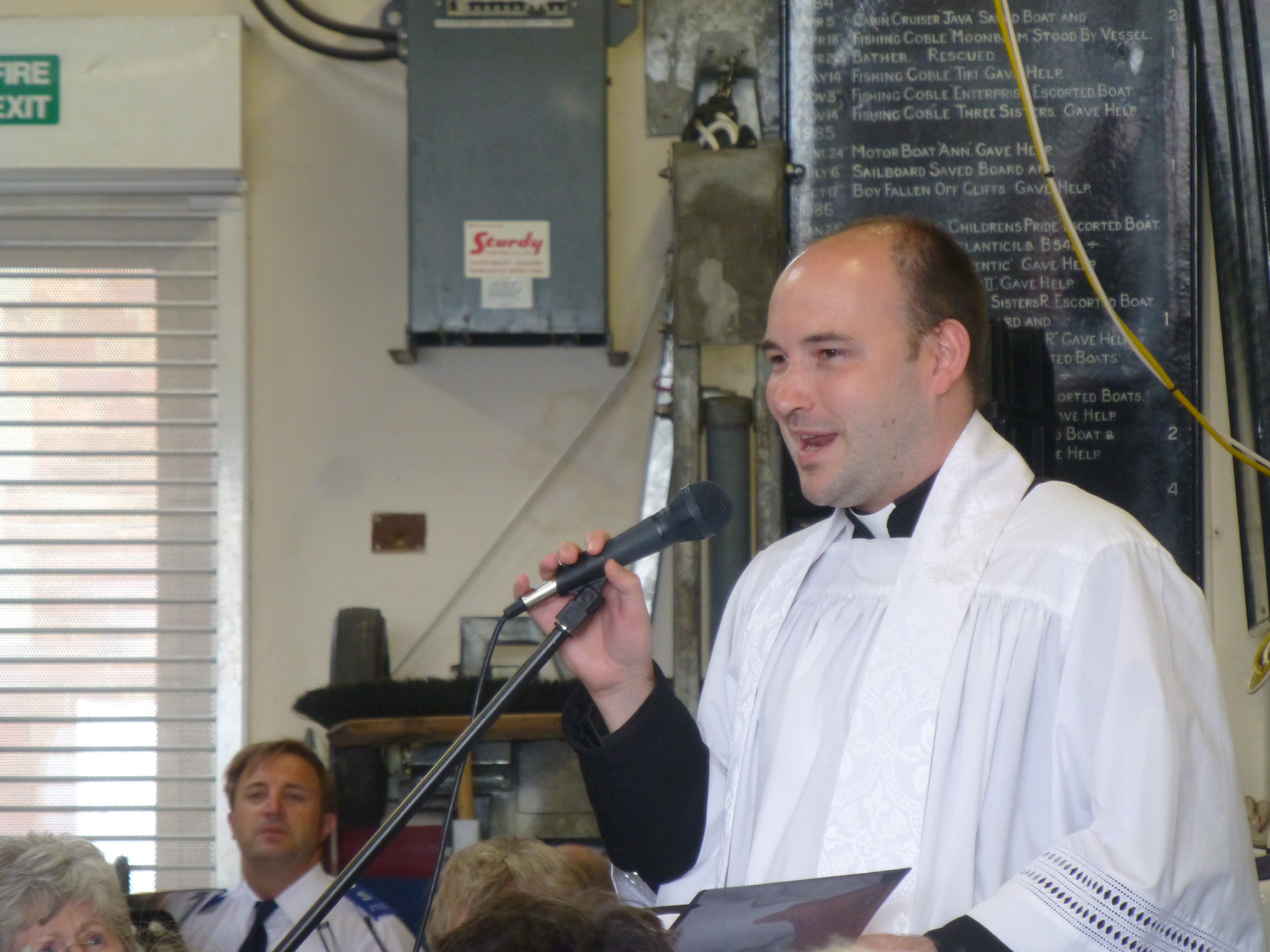 Rev O'Grady blesses the lifeboat and its crew