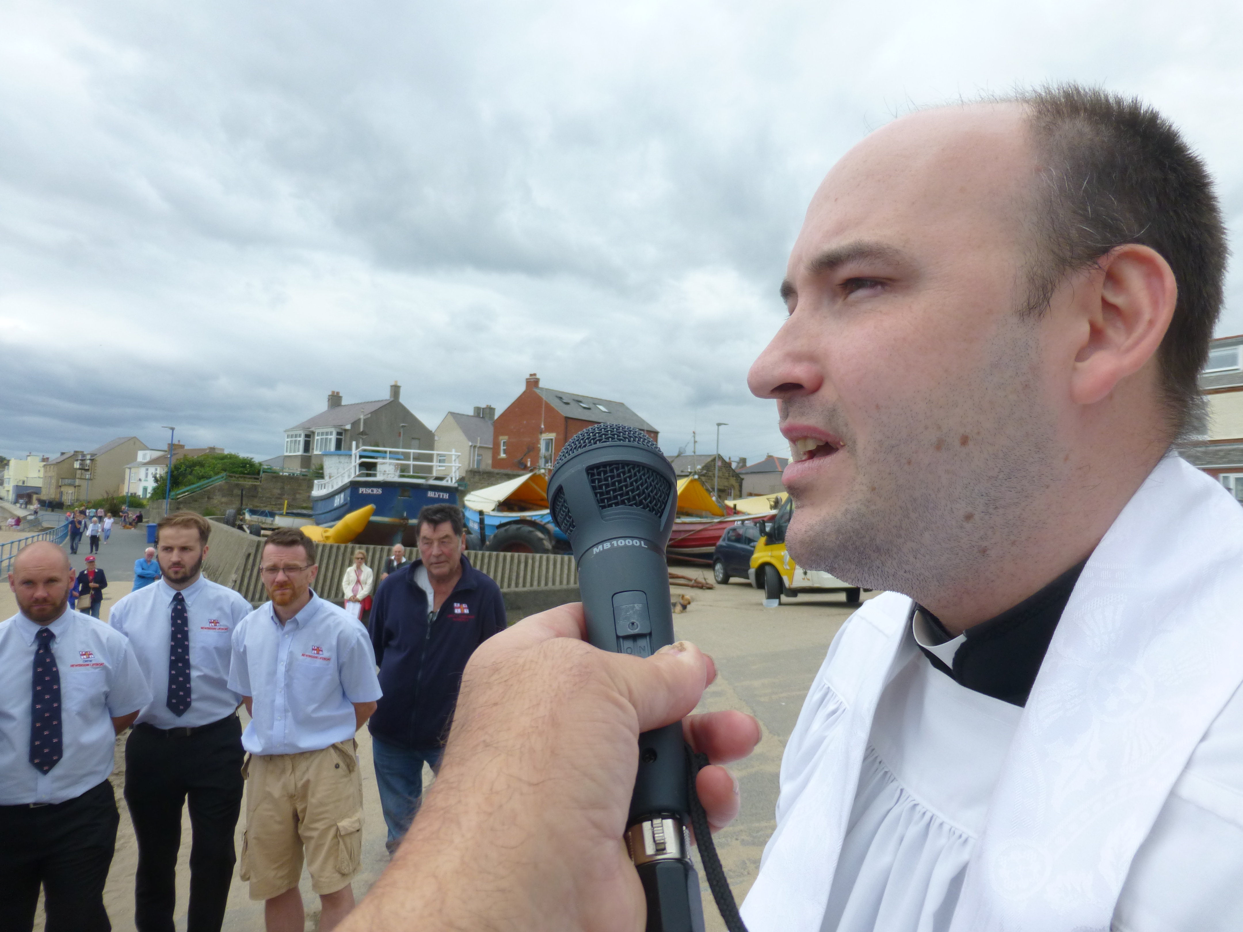 Rev O'Grady blesses the lifeboat and its crew