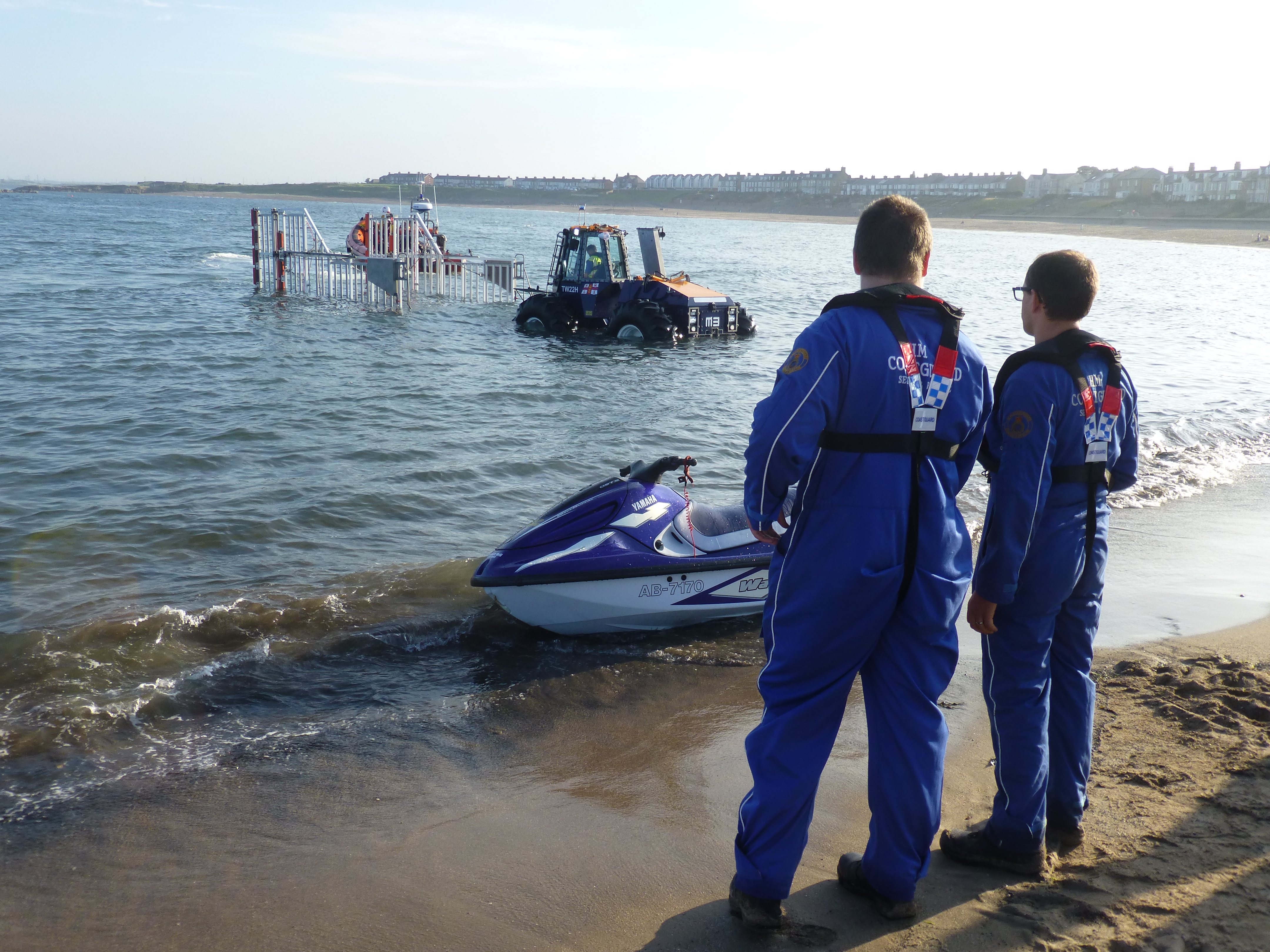 Newbiggin coast rescue team on hand giving assistance and safety advice
