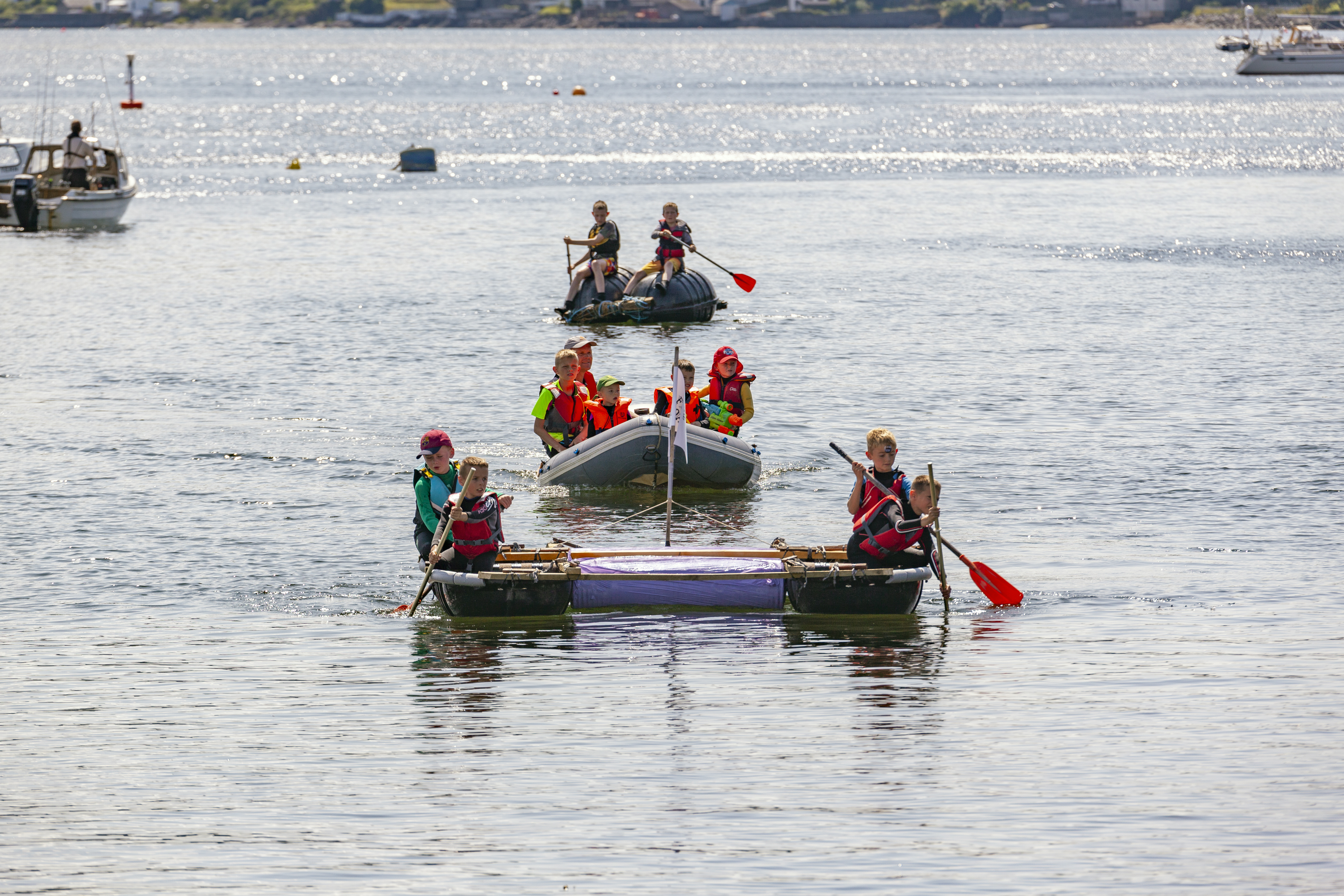 Raft race during Tighnabruaich RNLI Open Day 2019