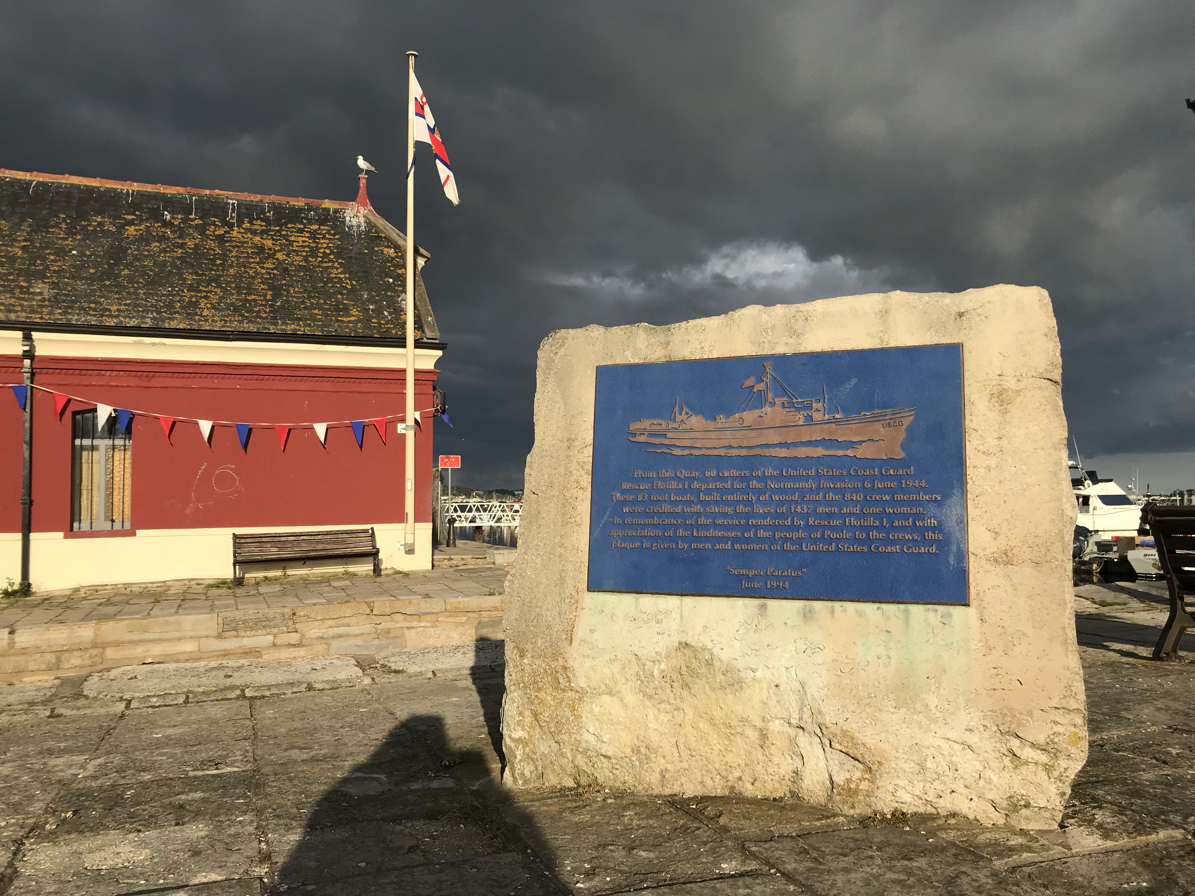 Coastguard plaque by the Old Lifeboat station Poole Quay 
