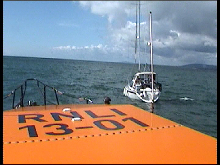 Wicklow all-weather lifeboat Jock and Annie Slater alongside the yacht.