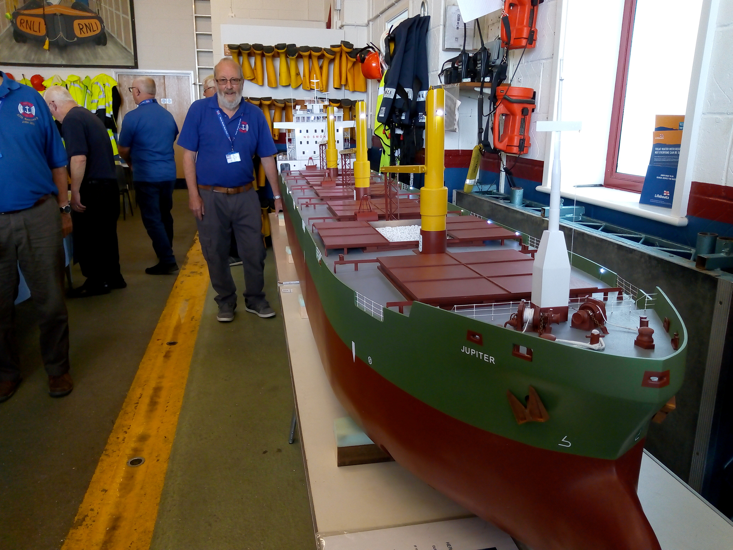 Ray Taylor with his 4-metre long model of a bulk carrier on display at the Heron Model Boat Club's show held at Whitstable lifeboat station on Sunday.