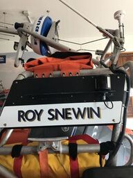 Name board for relief fleet lifeboat The Roy Snewin