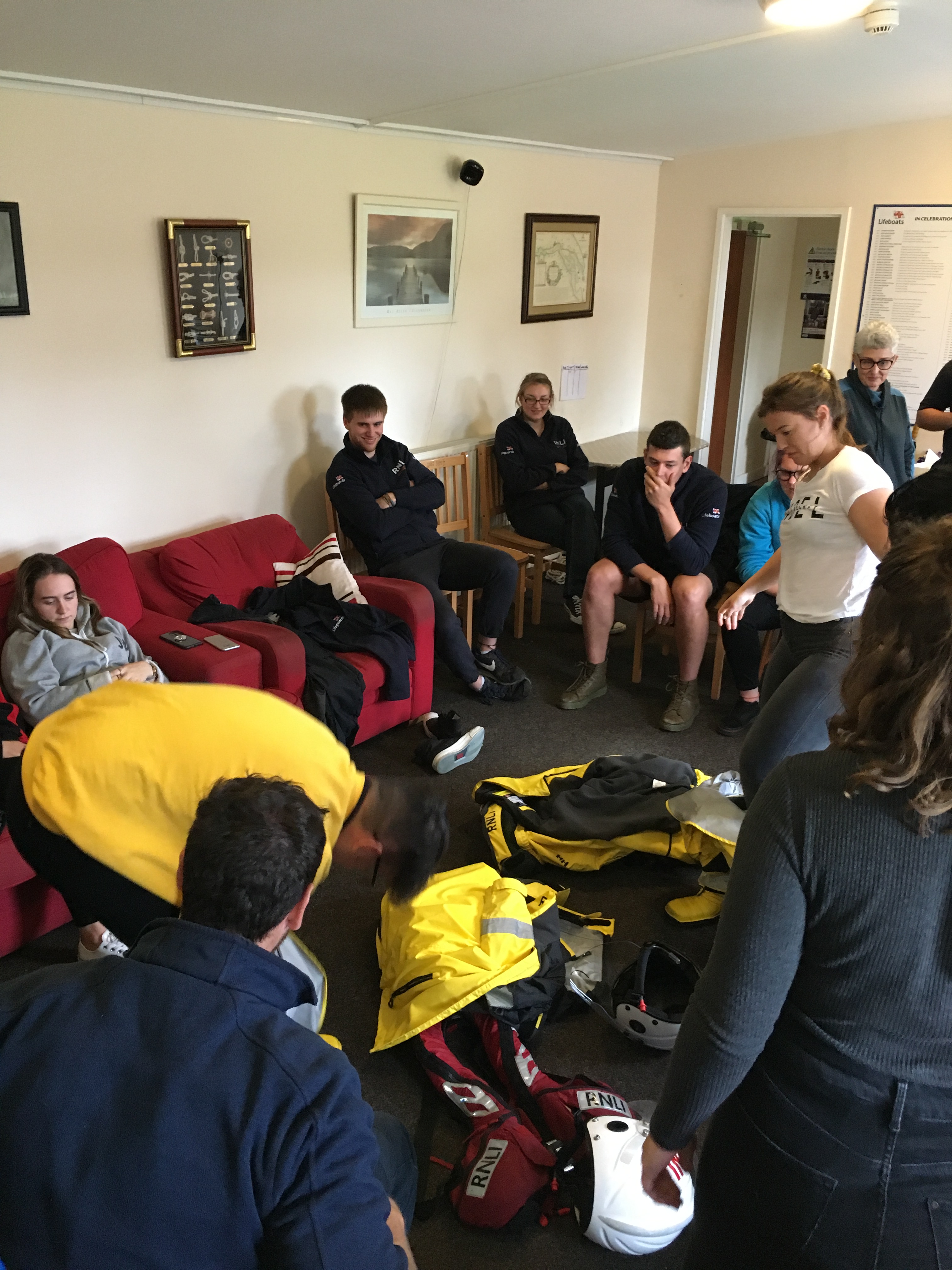 Face-to-Face Team try on both All-Weather and Inshore Lifeboat crew gear