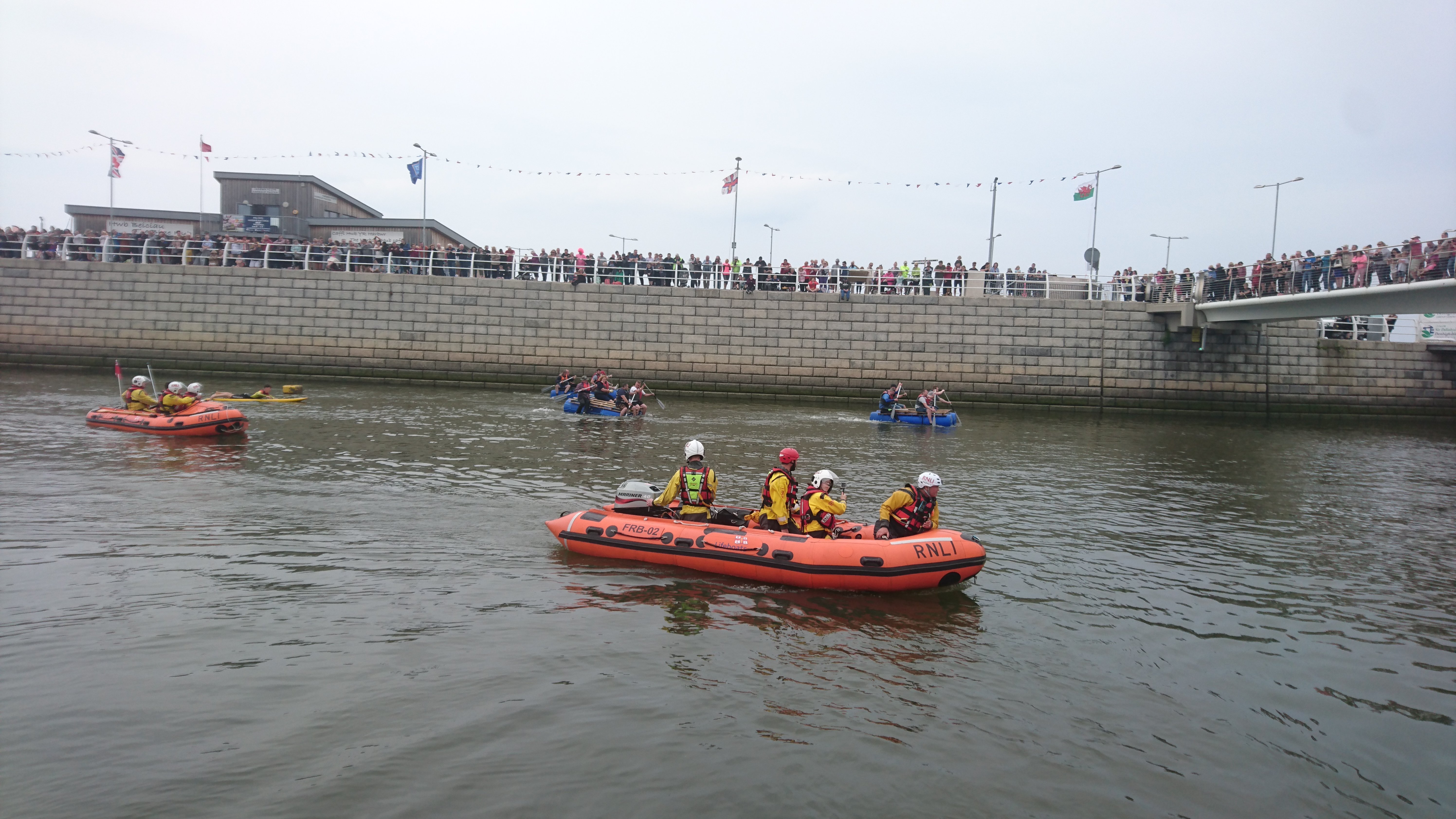 Rhyl RNLI 2019 raft race in Rhyl harbour