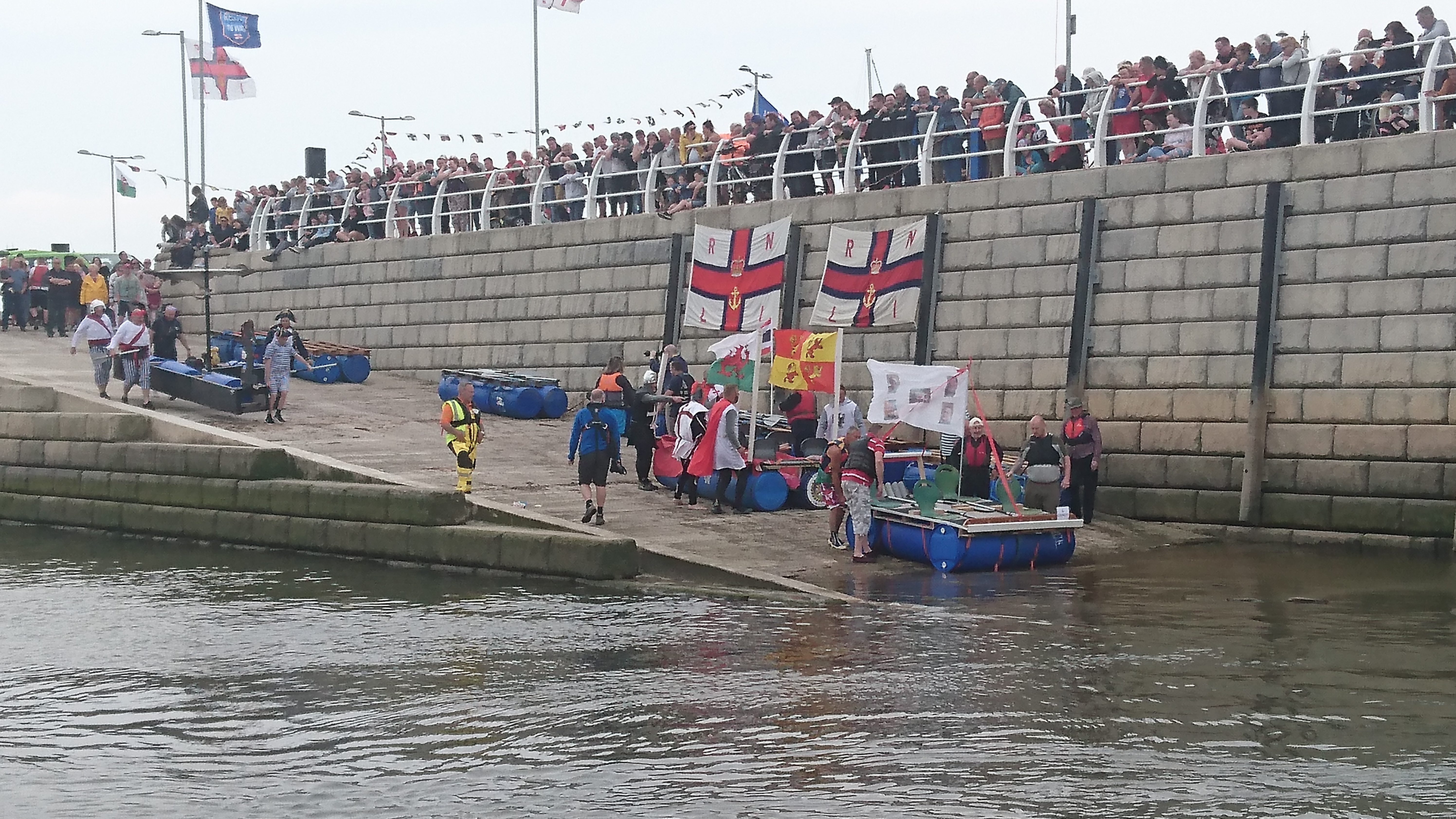 Rhyl RNLI 2019 raft race in Rhyl harbour