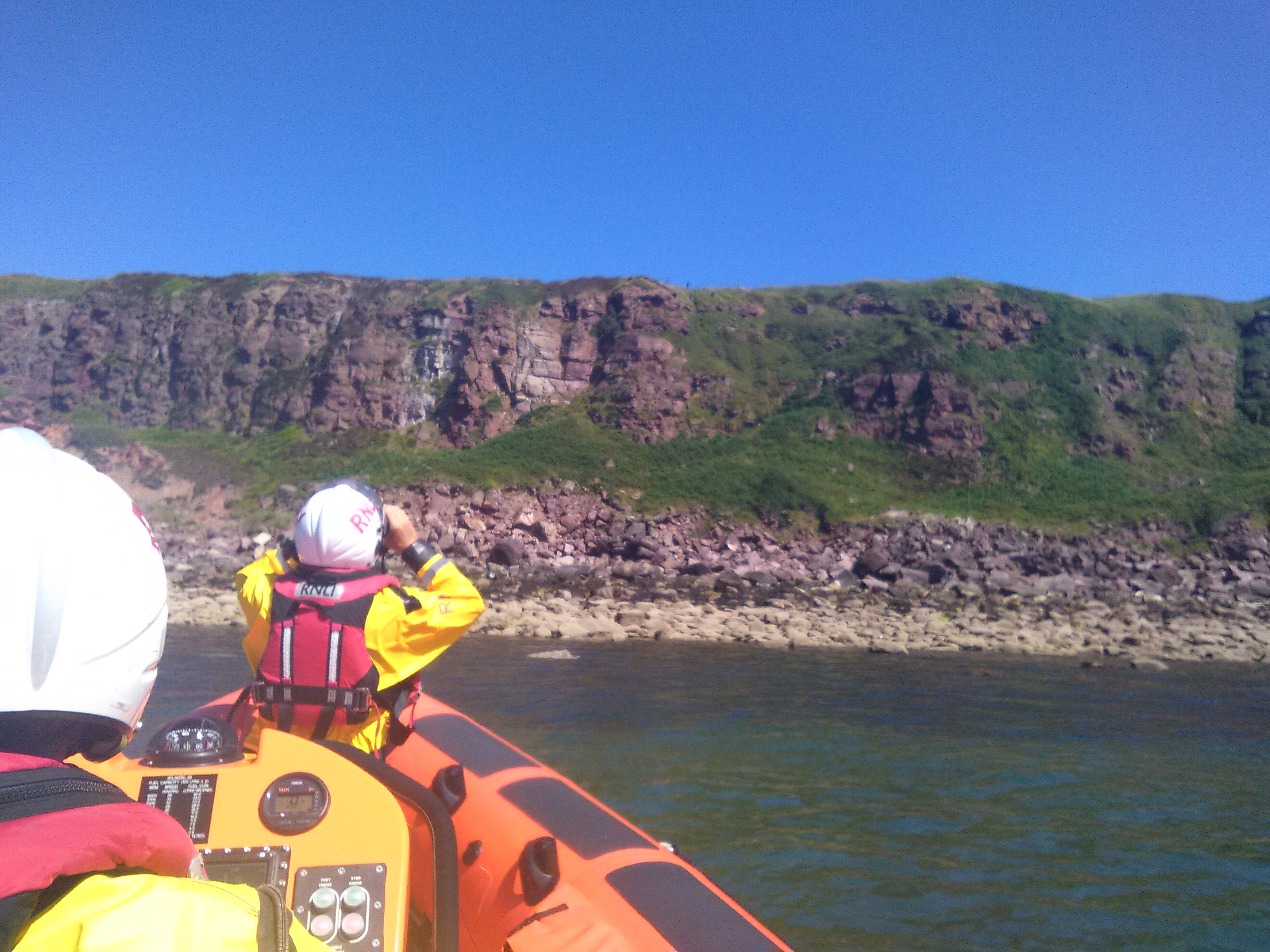 St Bees crew searching for the dog that had fallen down the cliffs 