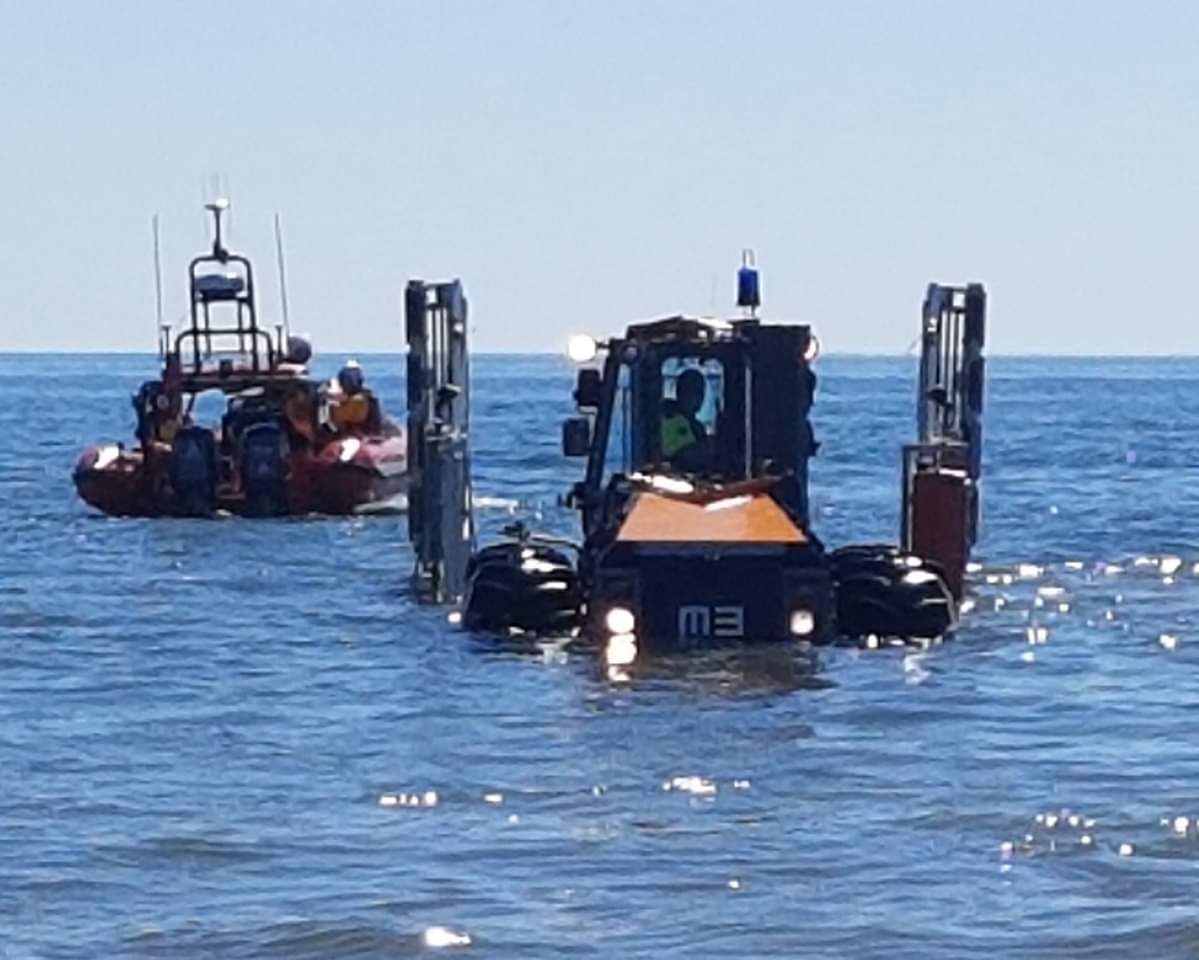 St Bees lifeboat returning to the lifeboat station 