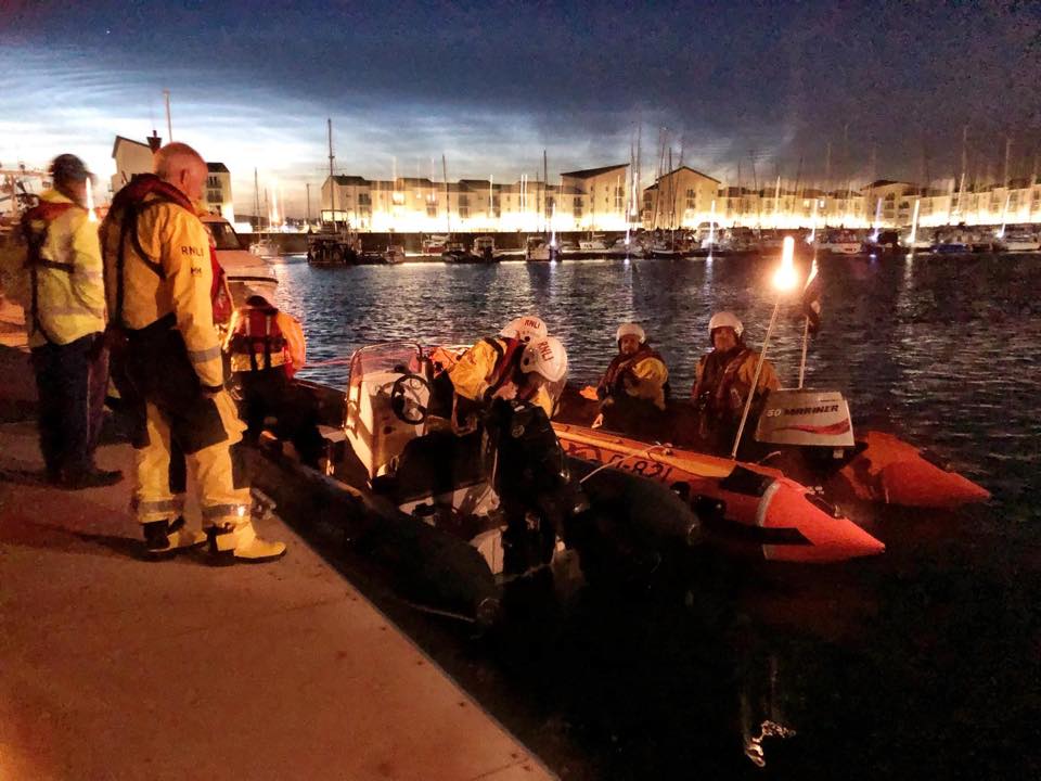 D Class inshore lifeboat 'Sheena' towing the casualty RIB alongside with Clyde Marina Ardrossan