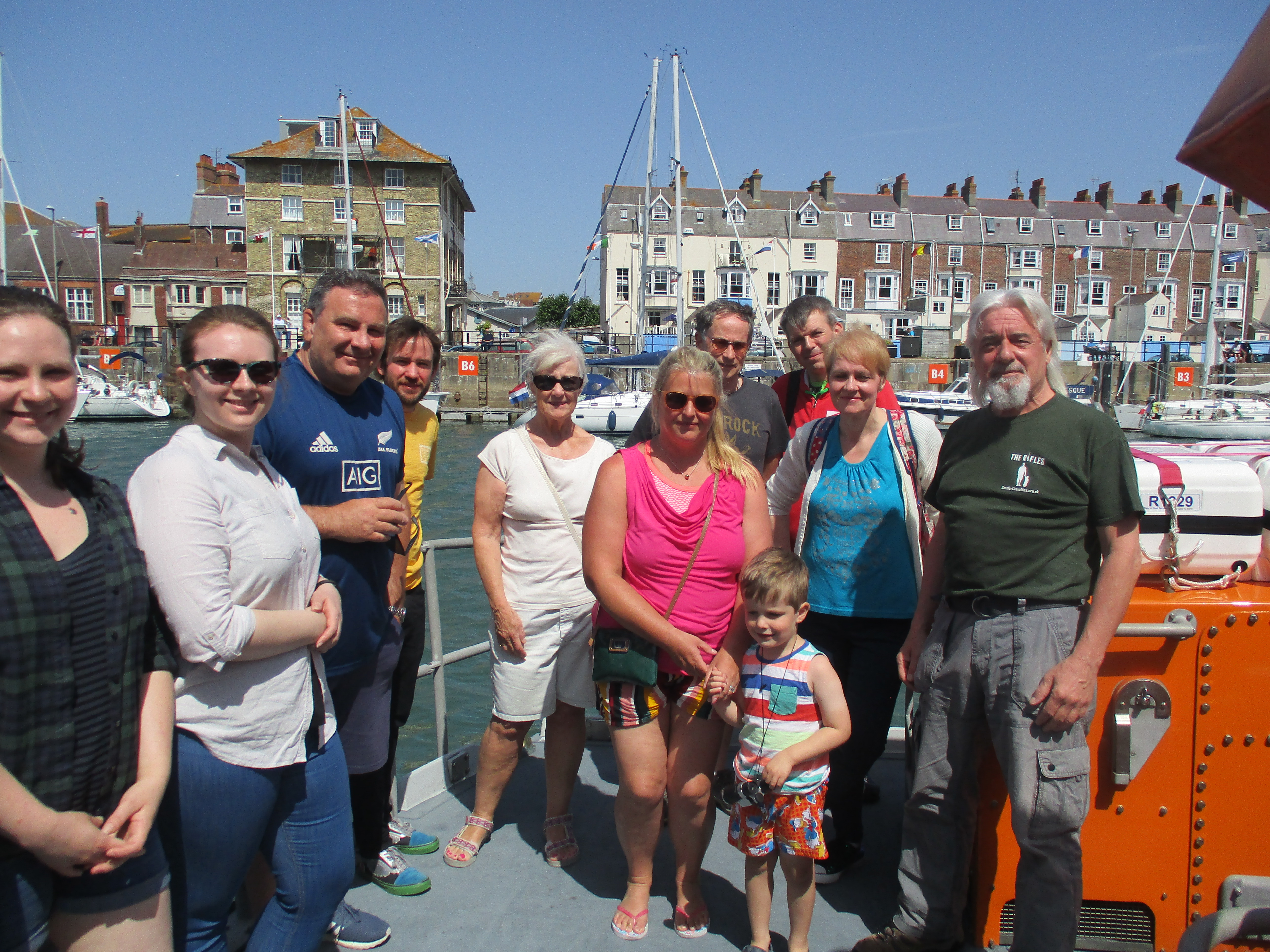 Sid payne with a recent group of visitors to Weymouth lifeboat