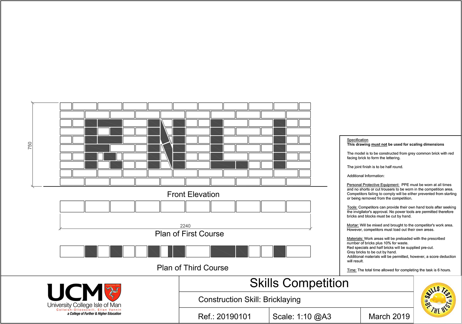 Construction diagram for RNLI wall