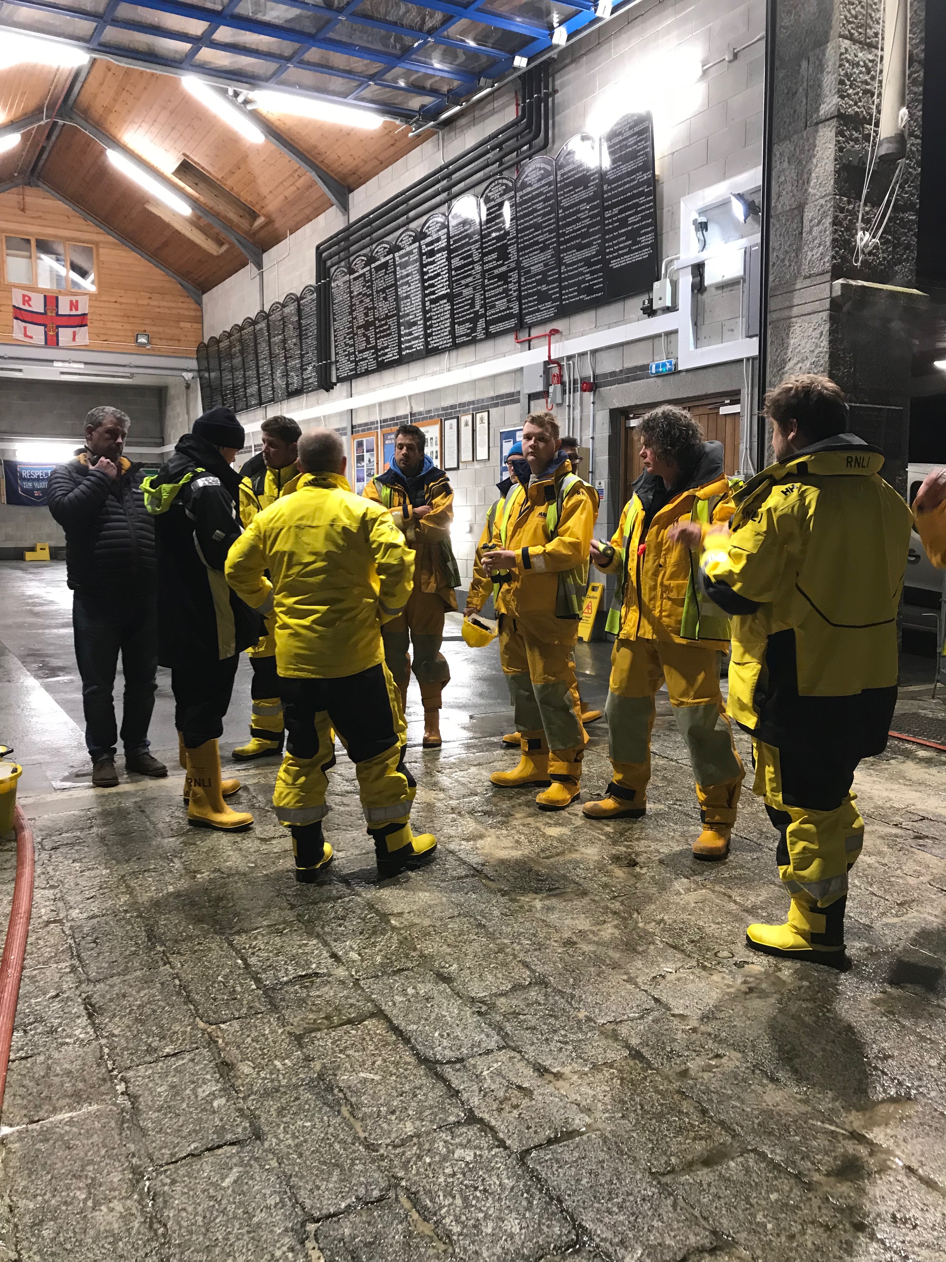 volunteer crew waiting for news 