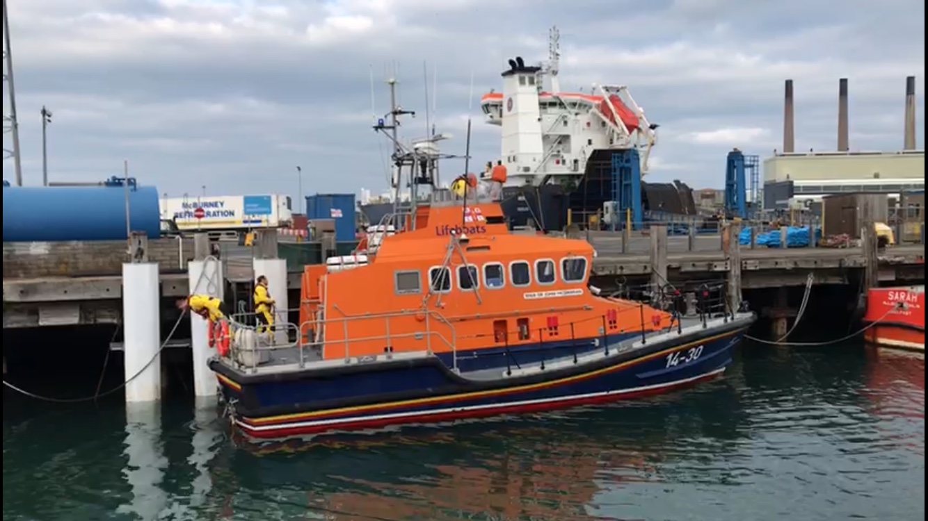 Larne RNLI launching on service