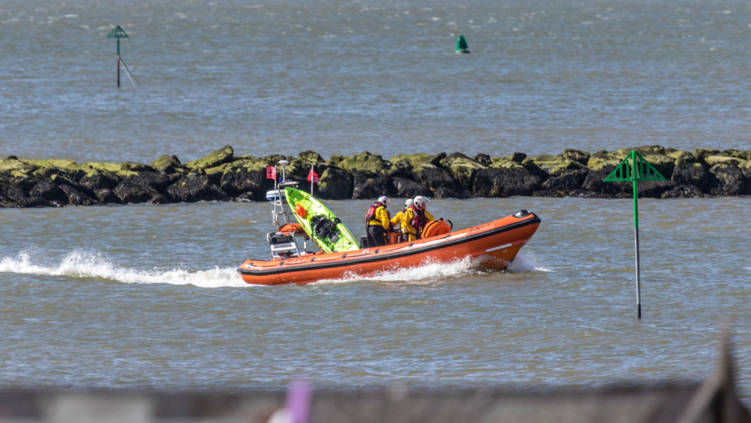 Clacton’s Atlantic class lifeboat returning with kayak