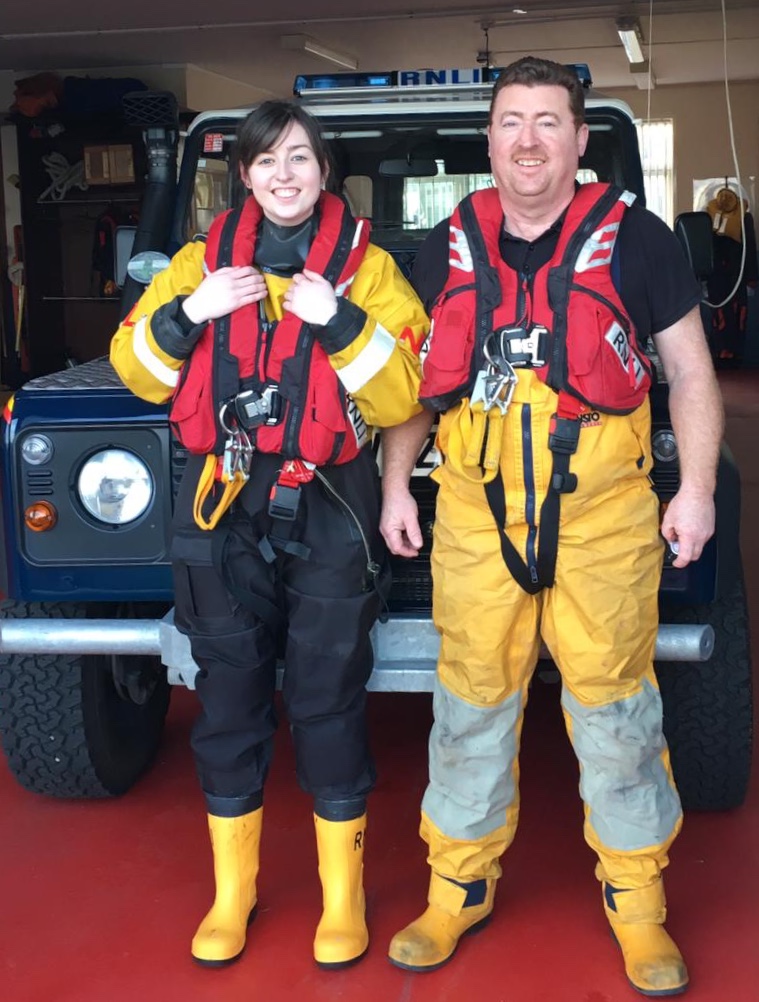 Larne RNLI crew member Tony McCormick and his daughter Katie McCormick