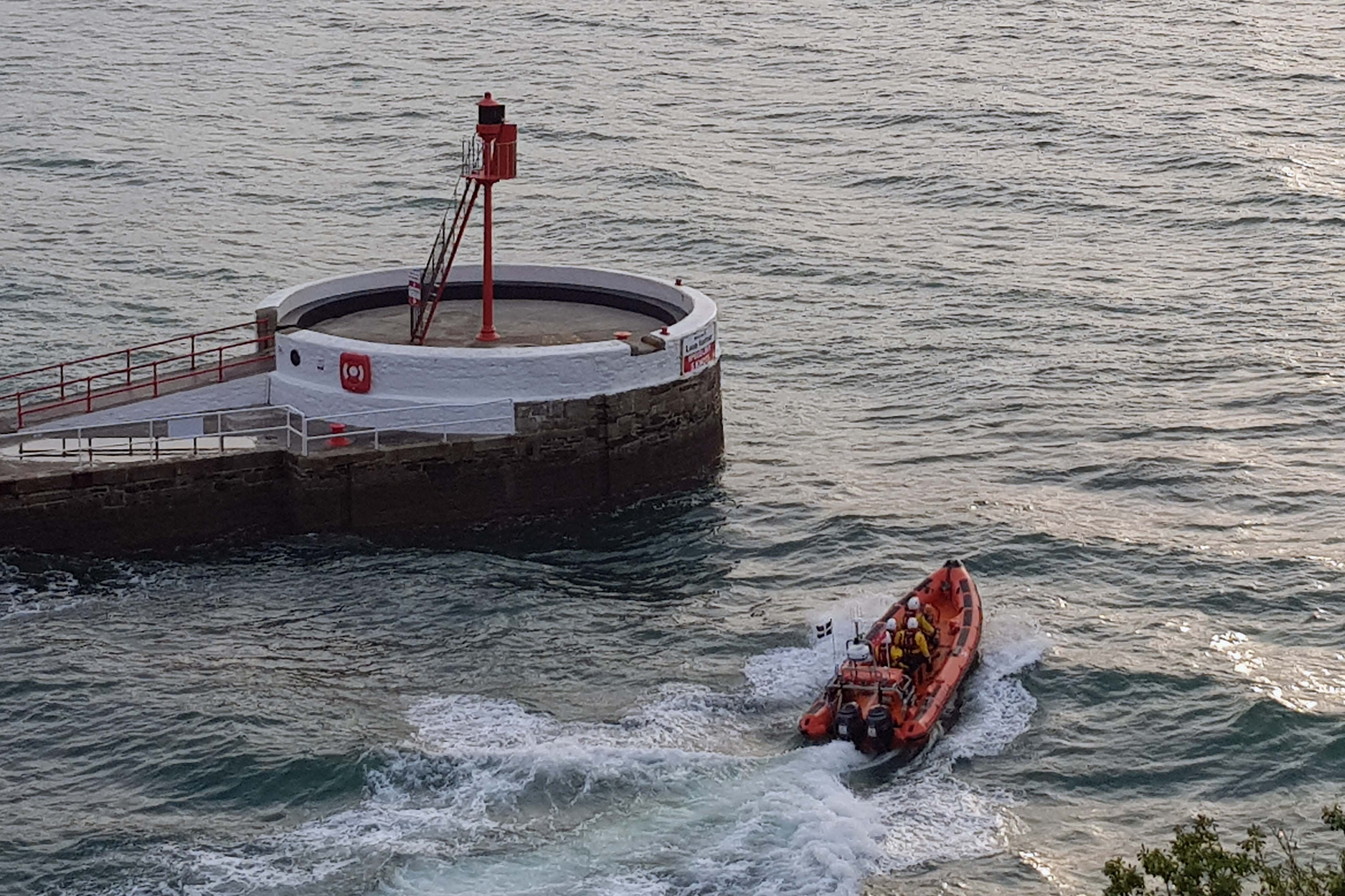 Looe RNLI Atlantic 85 Sheila and Dennis Tongue II early morning launch