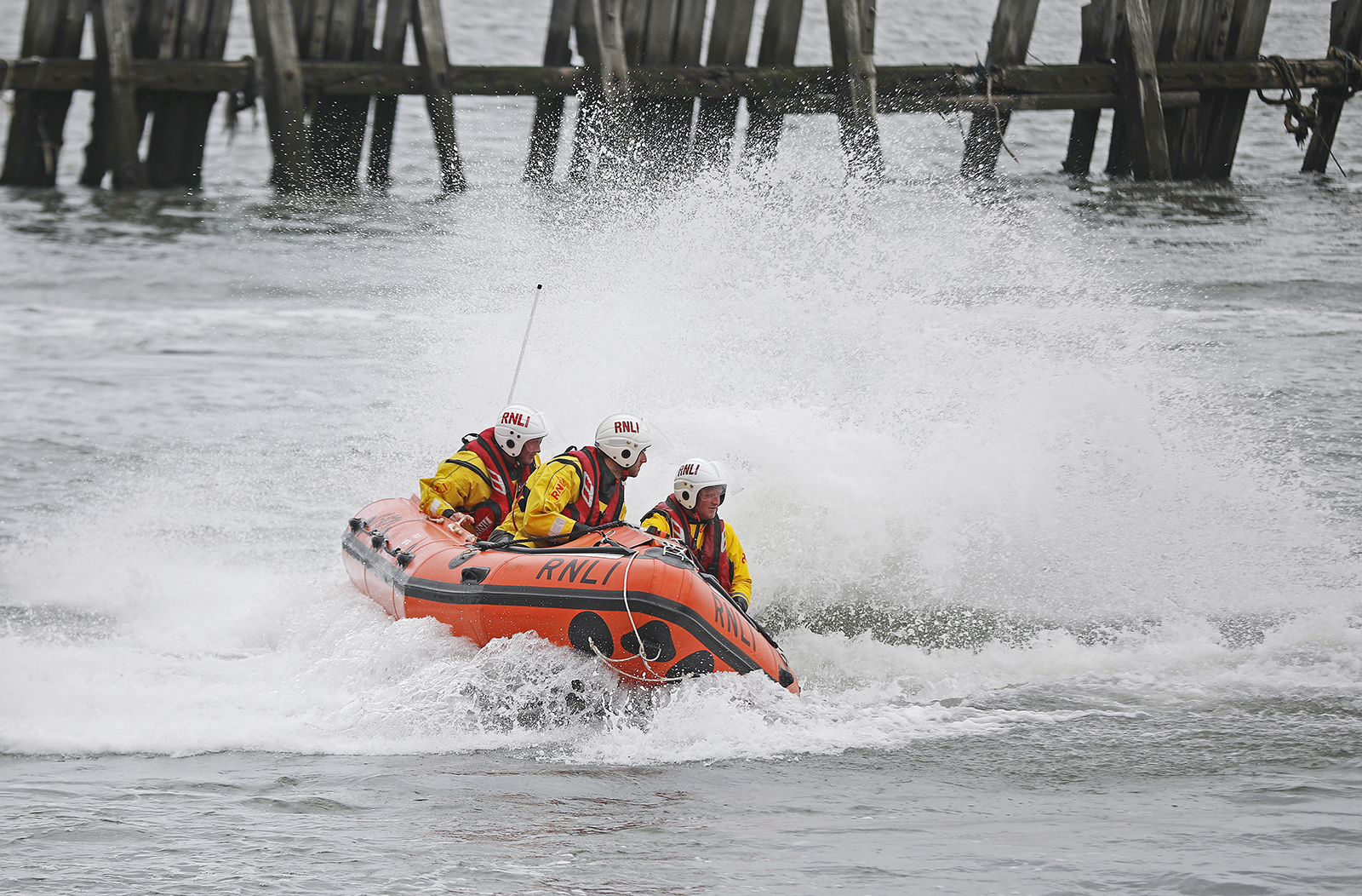 19 May 2019 Tynemouth RNLI lifeboat station holds the naming ceremony for their new inshore lifeboat D-829 Little Susie. This pic: The lifeboat crew demonstrating the capabilities of the lifeboat.