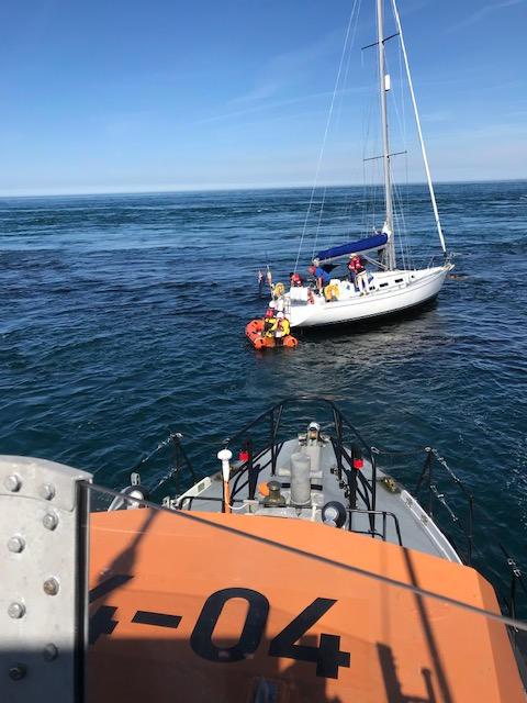 Casualty and RNLI inflatable boat