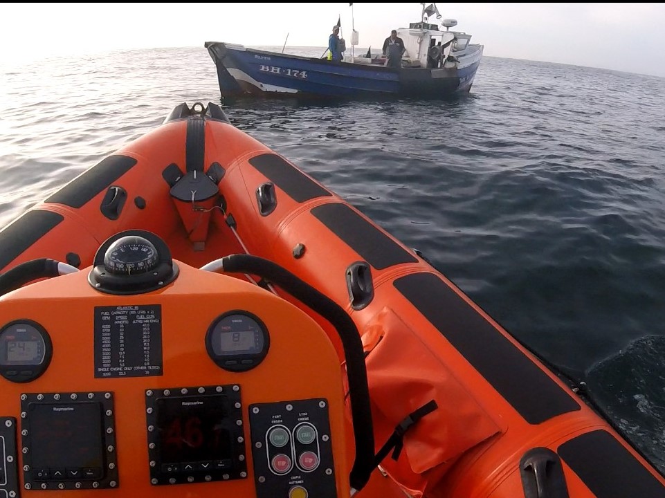 View from lifeboat looking at casualty