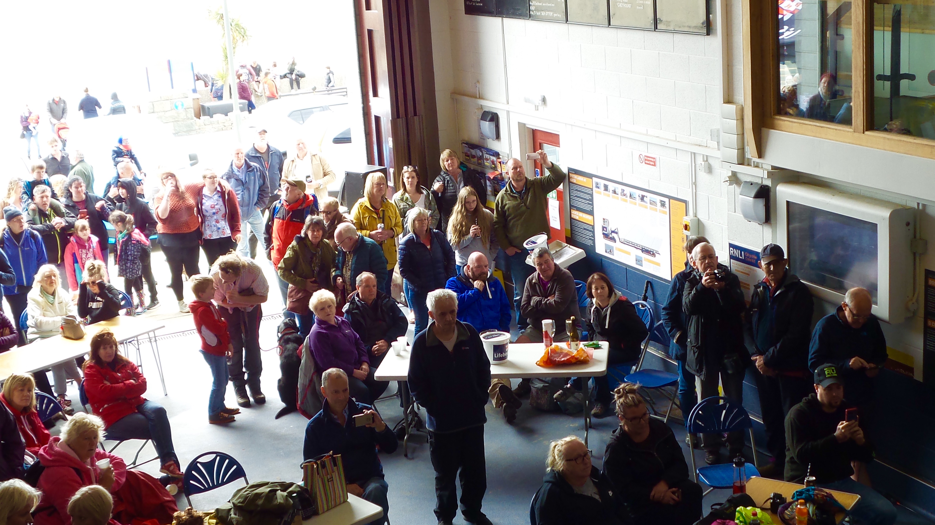 photo of crowds in the boathouse