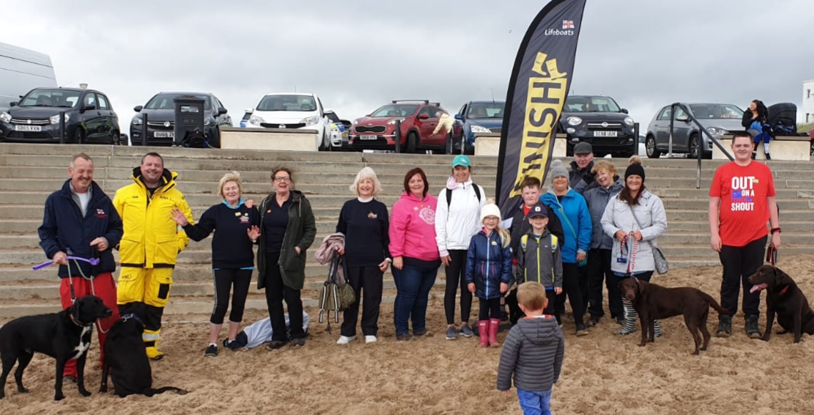 RNLI fundraisers at the end of the Welly Walk