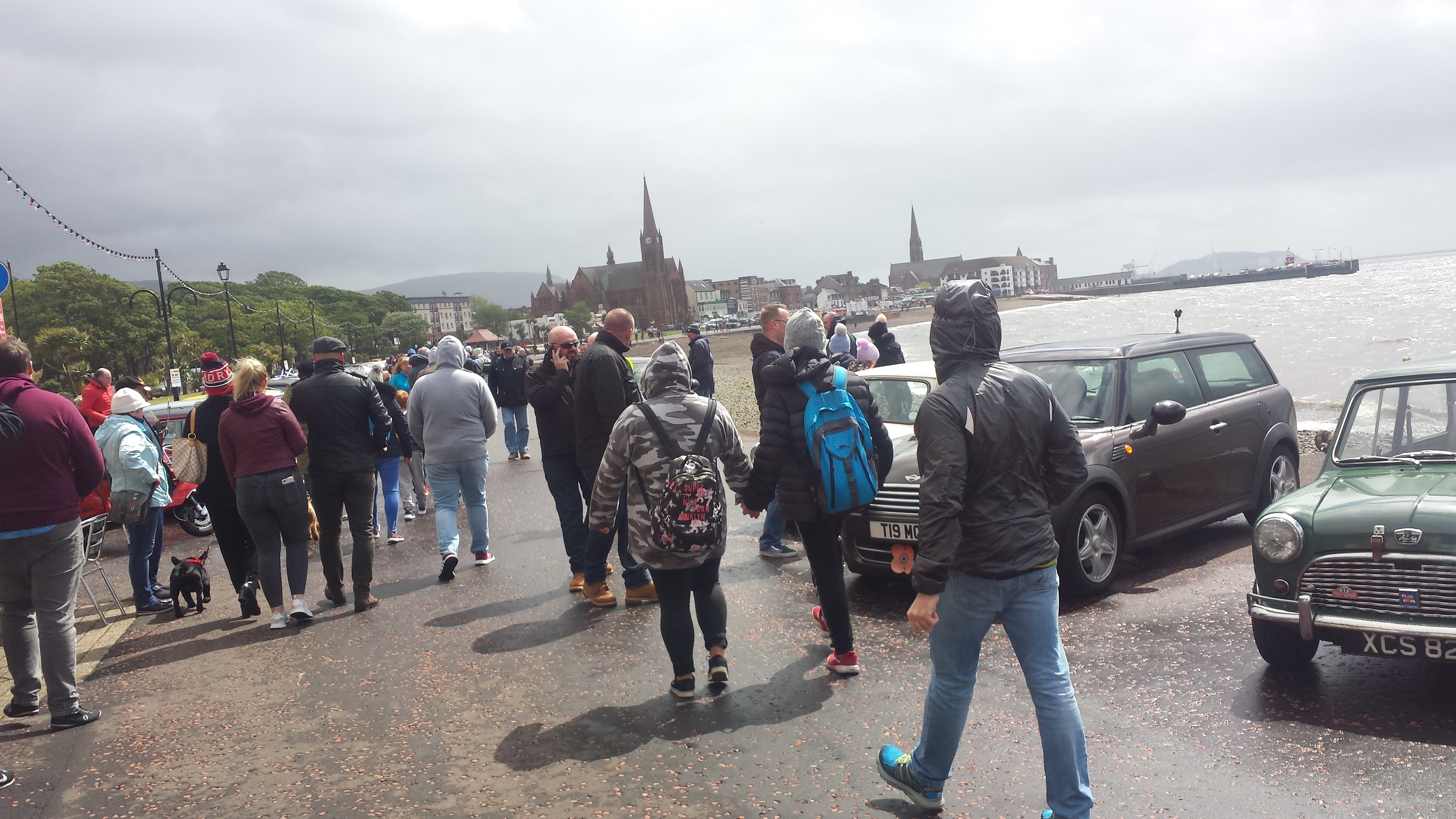 Some of the large crowd on the prom viewing the Minis'