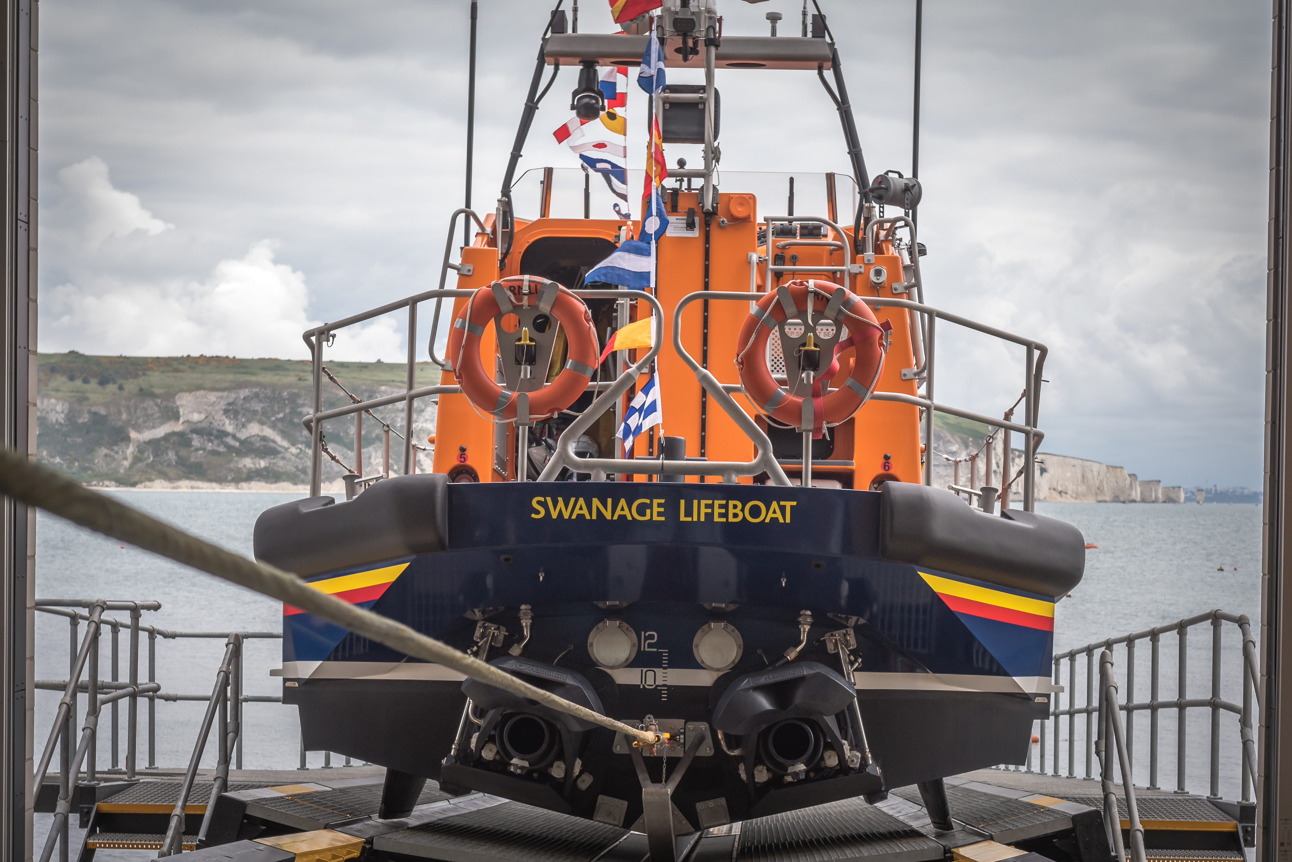 Swanage lifeboat on the slipway
