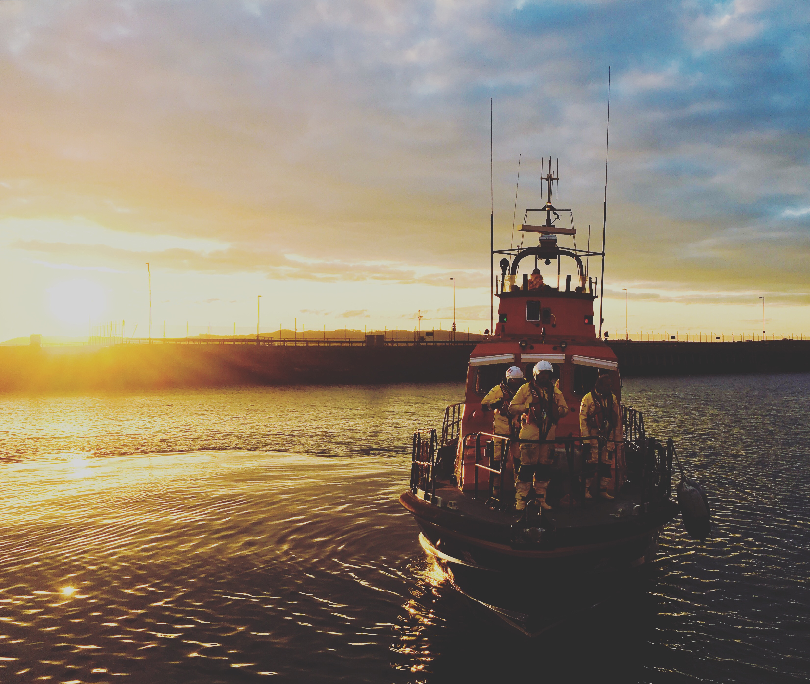 Troon Trent class all-weather lifeboat 'RNLB Jim Moffat' returning to berth