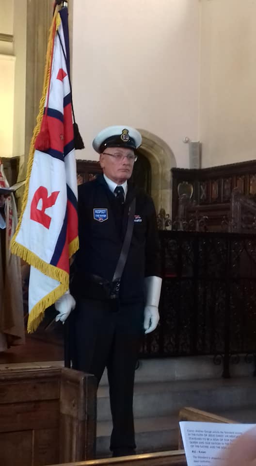 Standard Bearer Reg Strathearn with the new standard