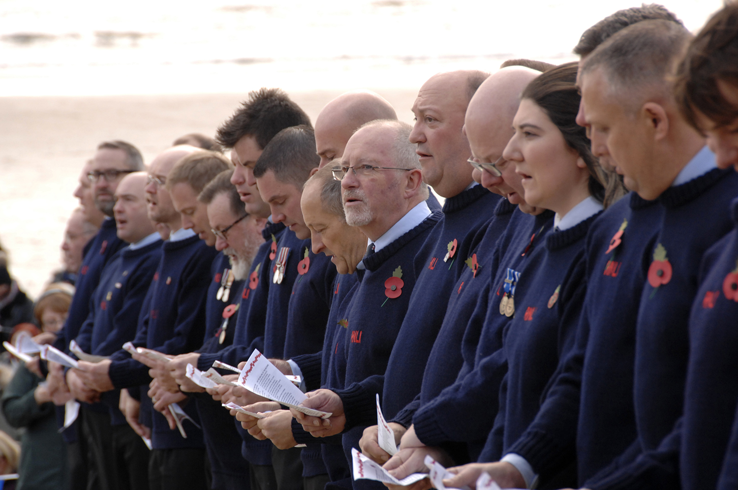 Crew lined the launch slipway 