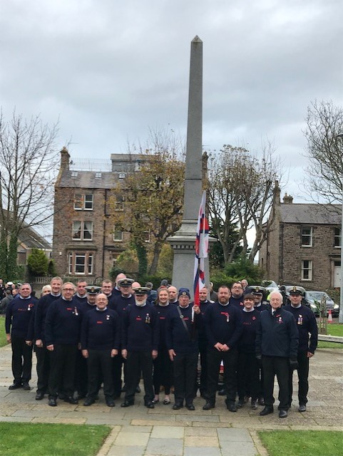 Berwick-upon-Tweed RNLI crew on parade at Spittal War Memorial