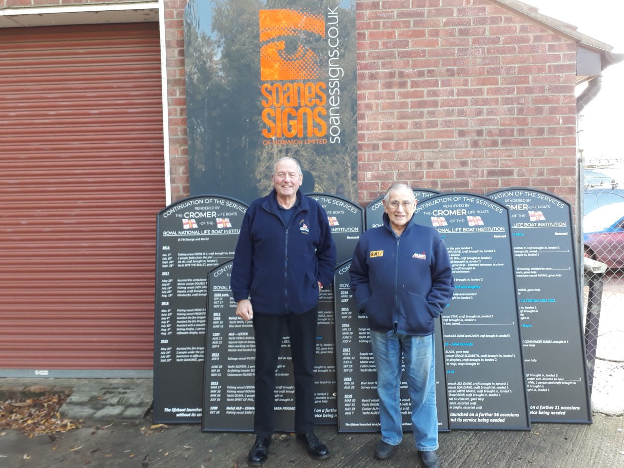 From the left Derek Hinds Chairman Cromer RNLI and Ted Luckin Boathouse Officer Cromer RNLI
