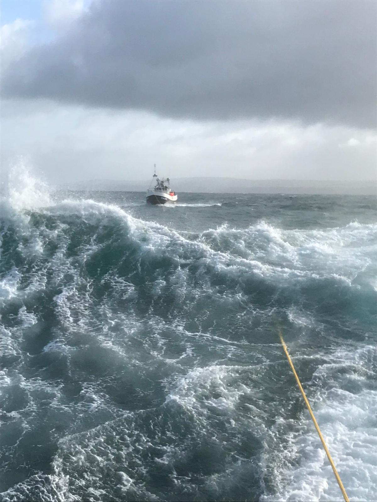 fishing vessel under tow