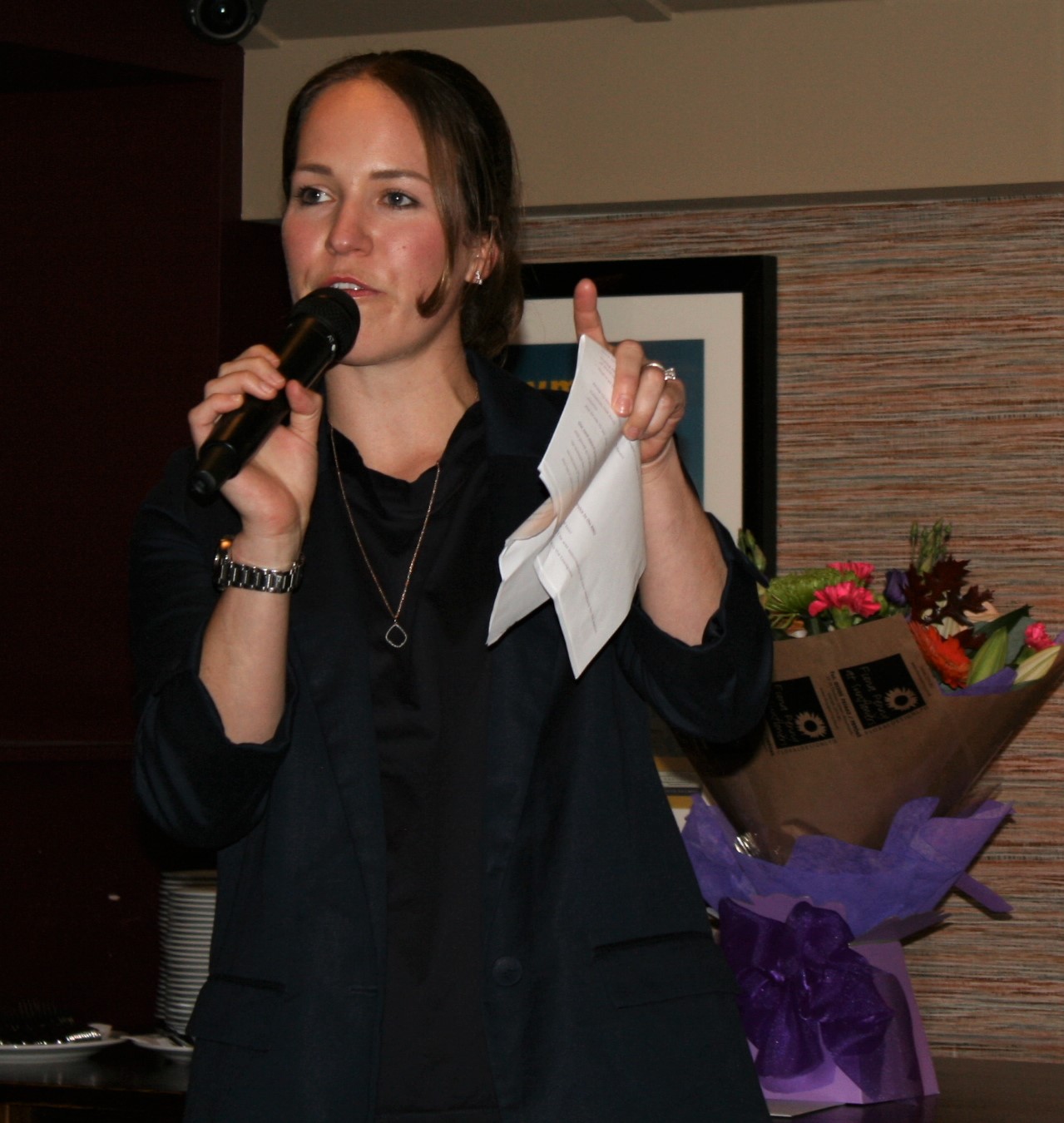 Nicki Ayling welcomes everyonr to the presentation evening