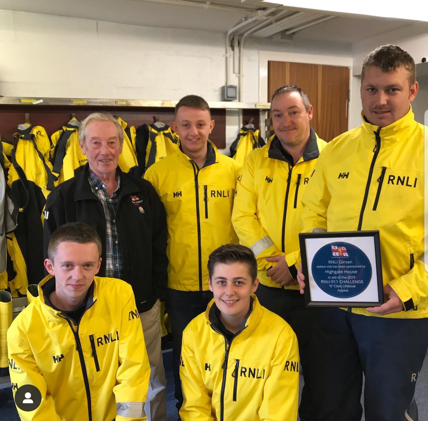 Girvan crew with commemorative plaque.