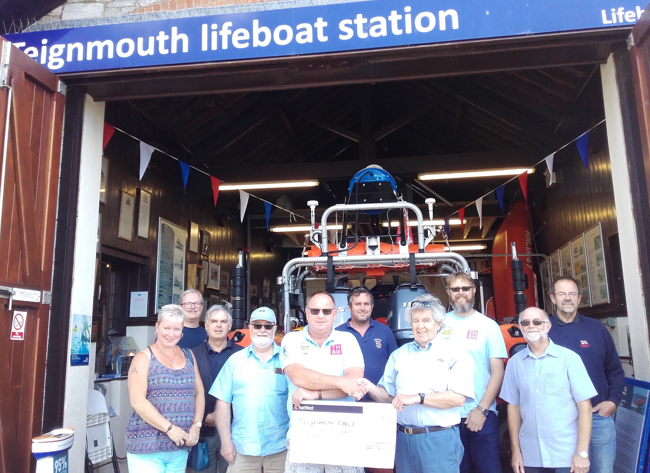 Presentation of donation at Teignmouth RNLI lifeboat station