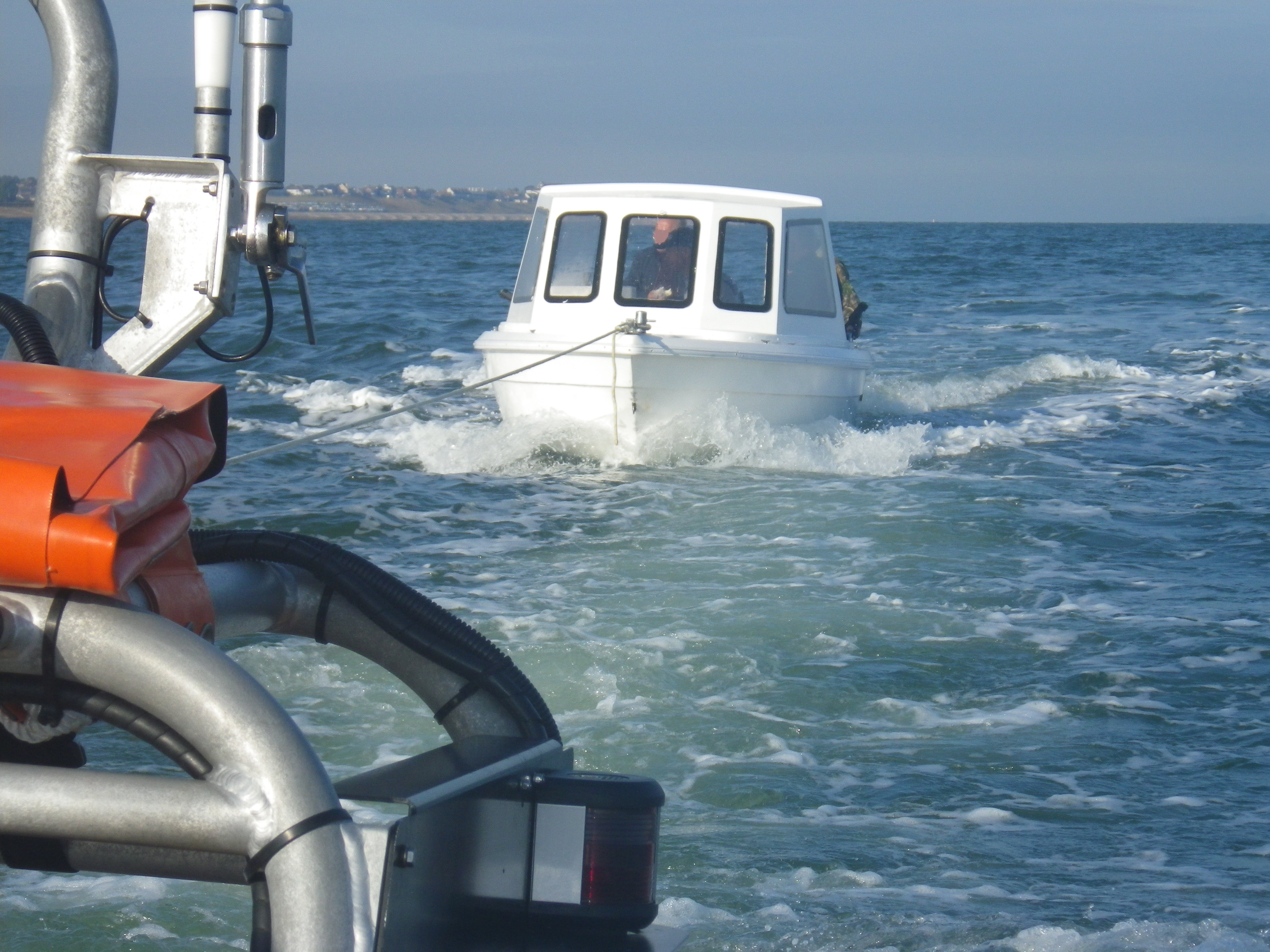 The 21-foot motor boat under tow by the Whitstable Lifeboat after it suffered engine failure off Hampton on Tuesday morning. Picture: RNLI Whitstable