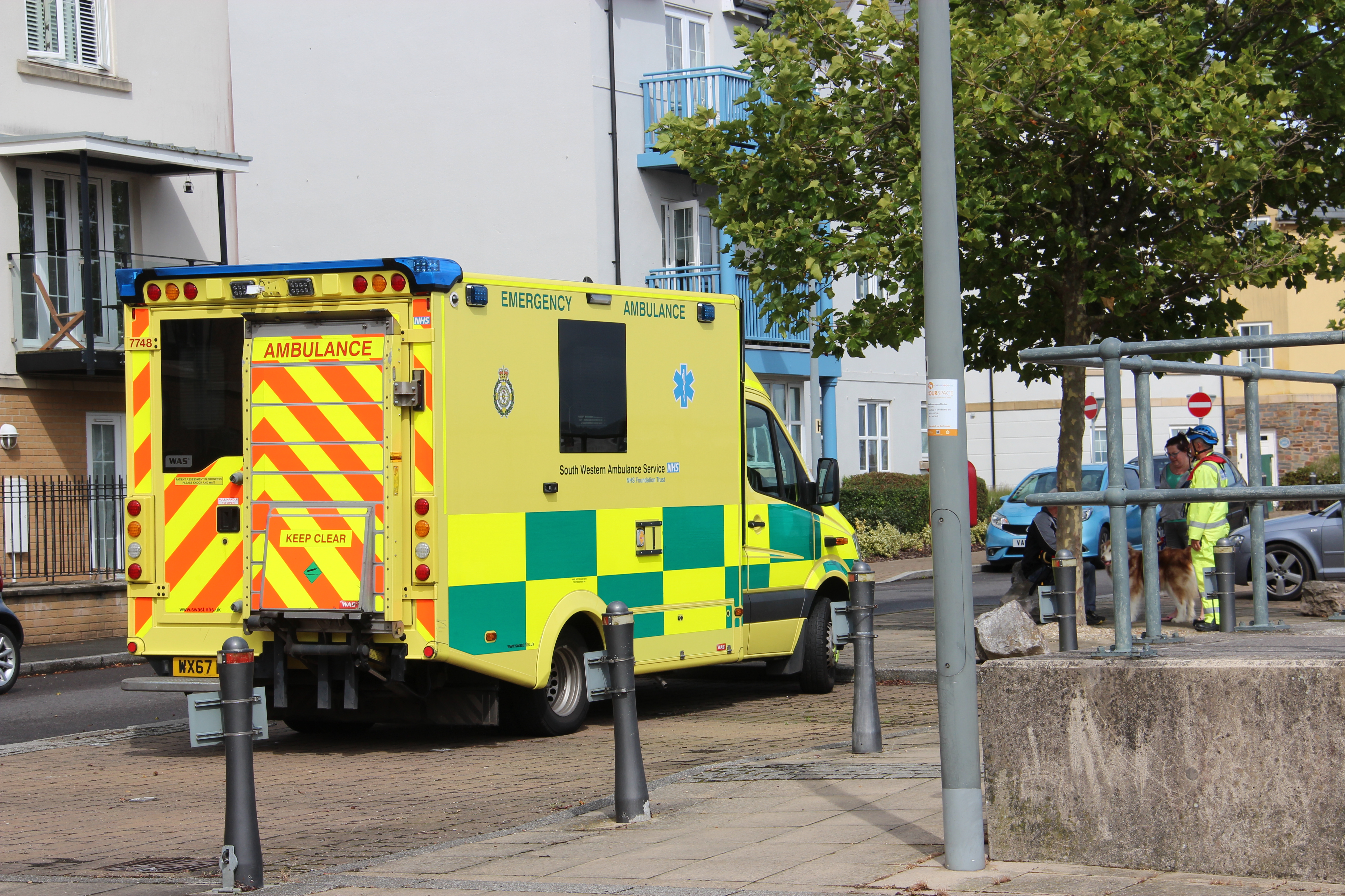 Ambulance crew arrived to take Ian to hospital