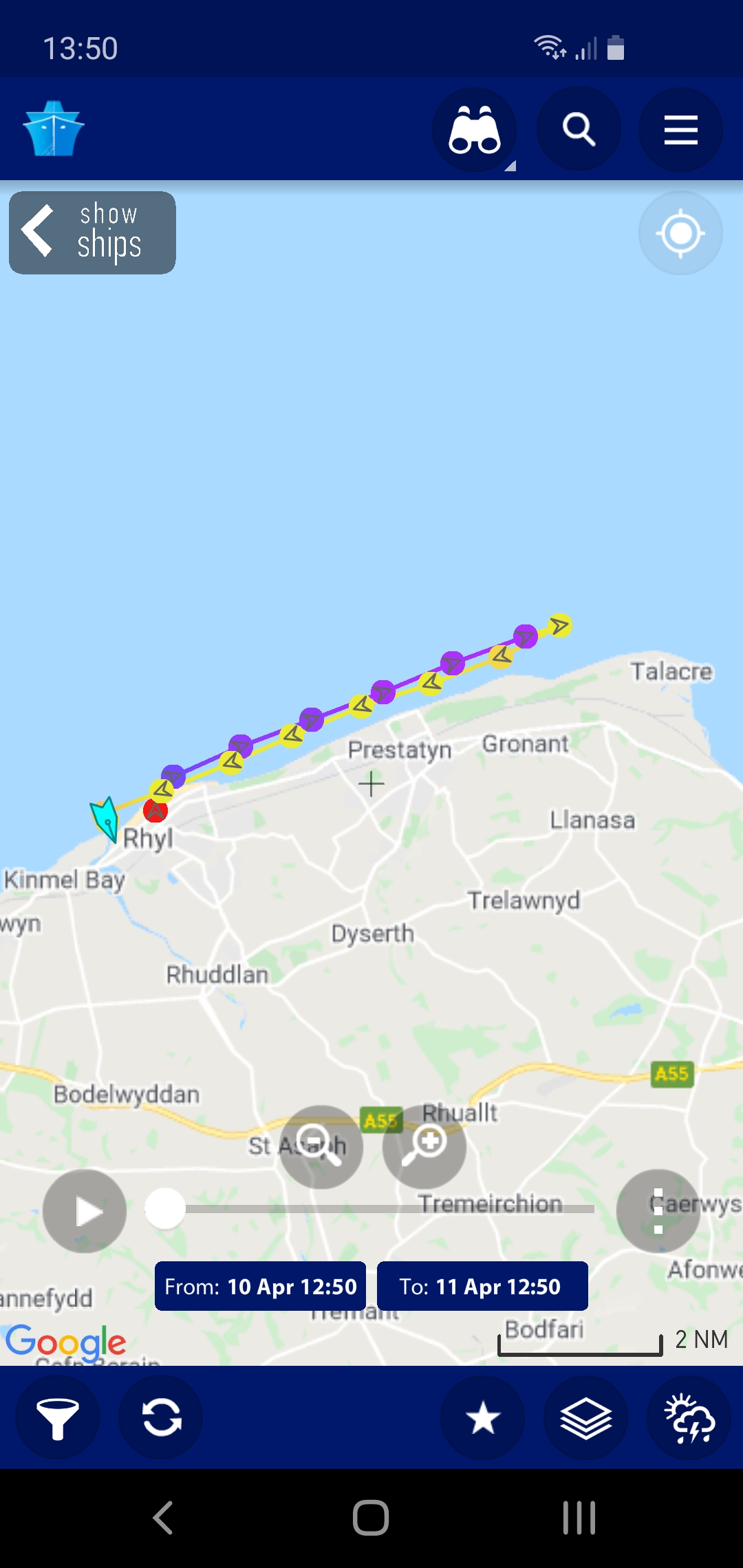 service to small fishing boat, Talacre