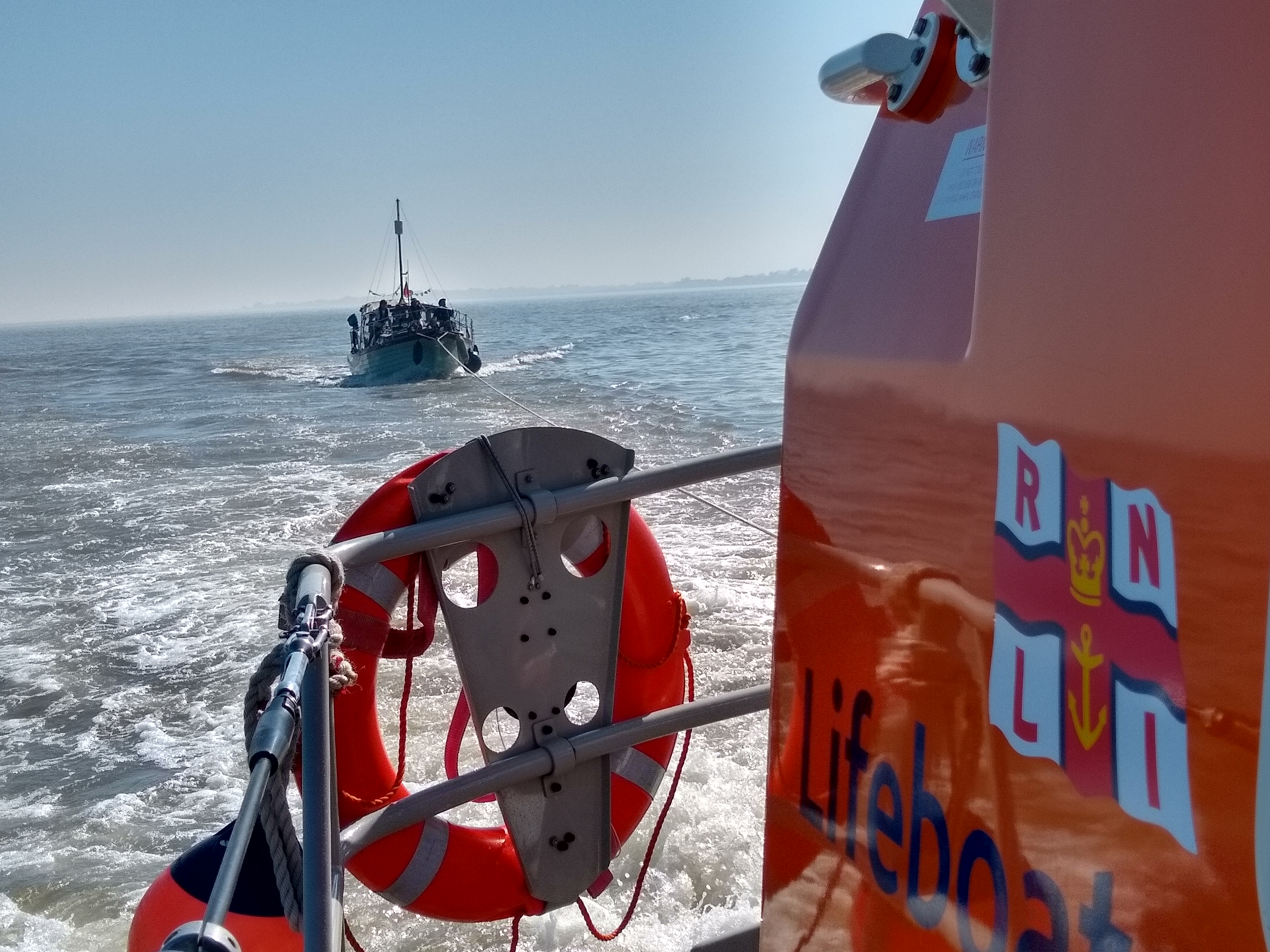 Aldeburgh all weather lifeboat towing the casualty