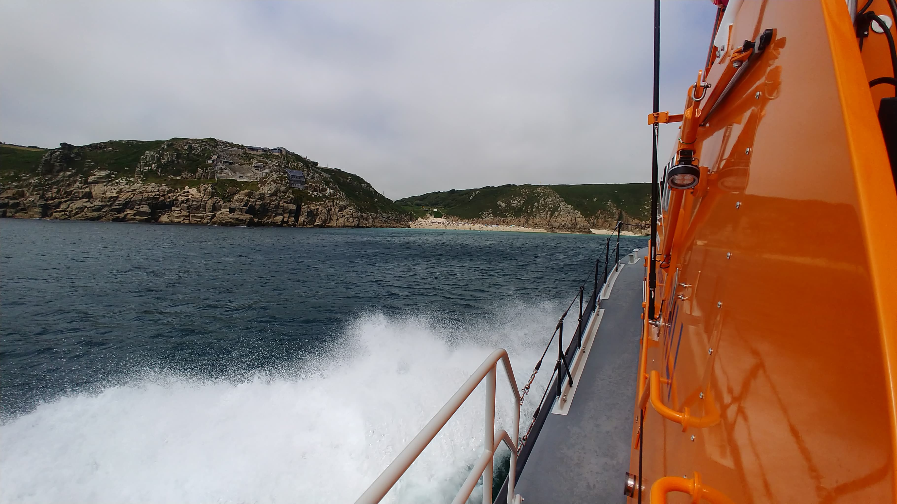 Sennen Cove Lifeboat Heading towards Porthcurno Beach