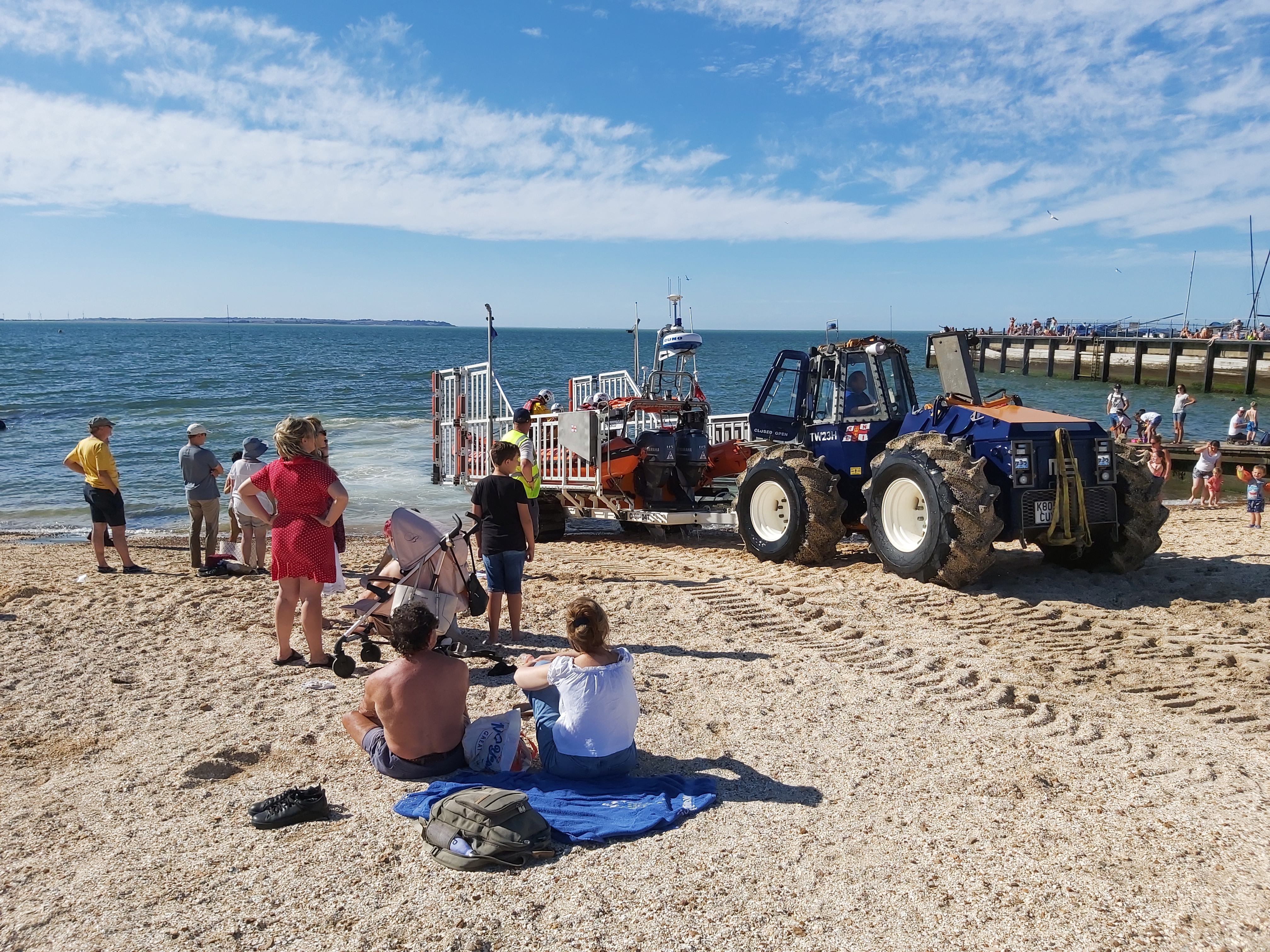 The Whitstable Atlantic 85 lifeboat is recovered after launching to a diinghy in difficulties off Leysdown, Isle of Sheppey on Thursday afternoon.
