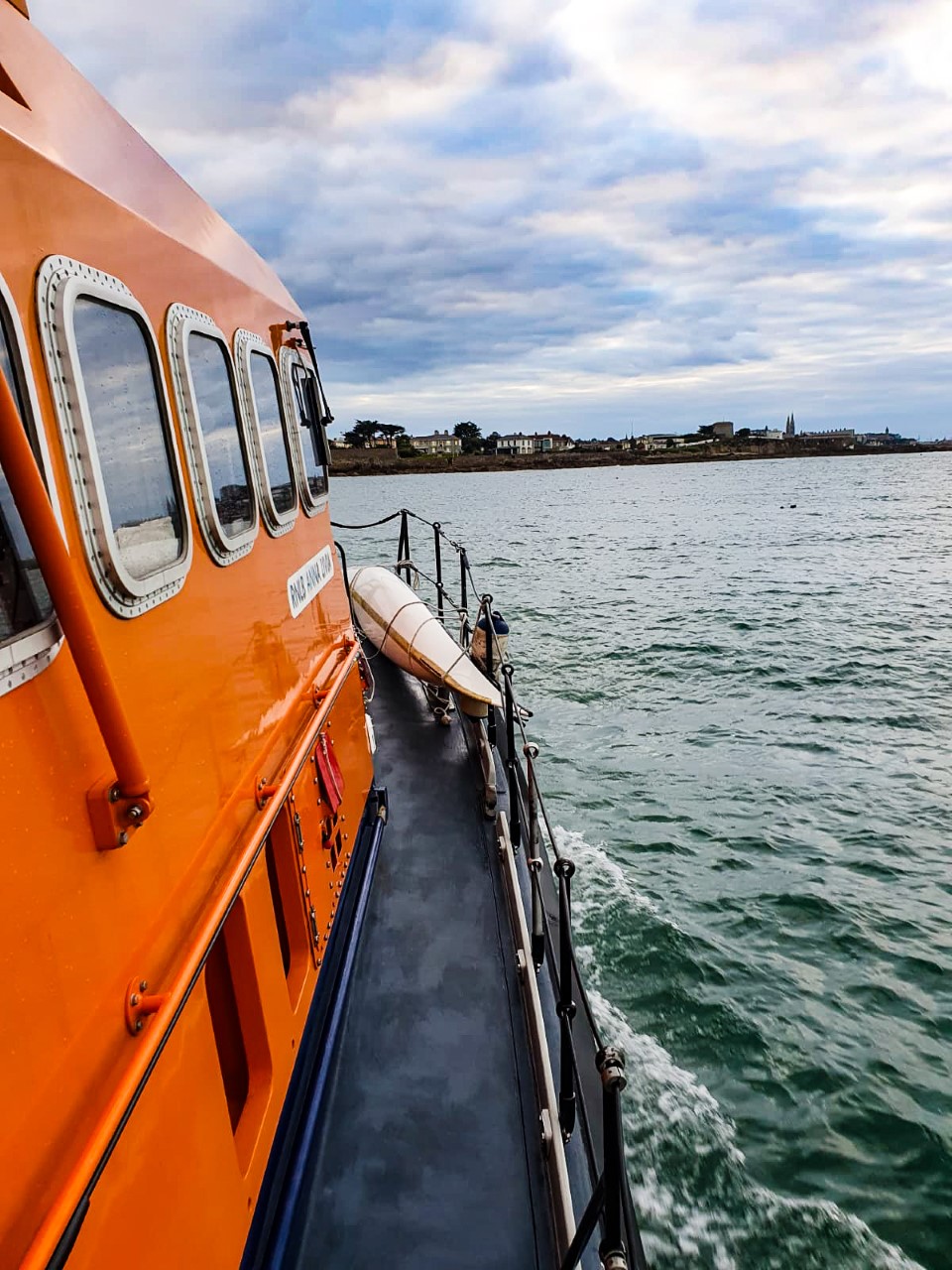 Dun laoghaire RNLI all weather lifeboat with Kayak onboard