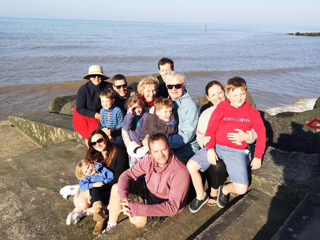 (L-R) Rachela (straw hat, wife of Neill, Martin’s eldest son), Raffie, Neill (in sunglasses), Florence, Jenny (Martin’s wife, Henry (Martin’s youngest son at the back); Martin, Leo, Becks (wife of Simon) and Harry (eldest grandchild). Seated: Jo (fiancee of Henry, Immy, Simon (Martin’s second son)