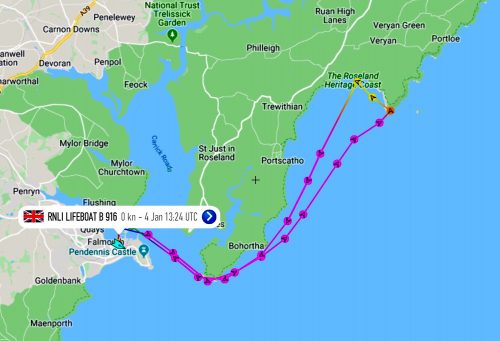 Marine Traffic Screenshot of the inshore lifeboat’s movements 