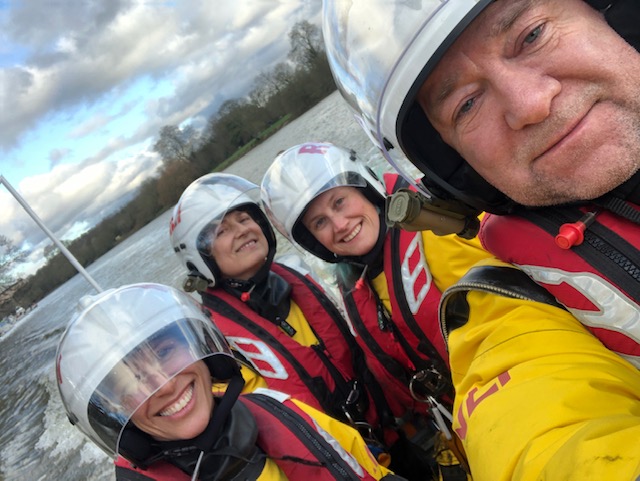 LtoR: Teddington RNLI Crew: Nicola Evered, Gianna Saccomani, Nic Peters, Tim James