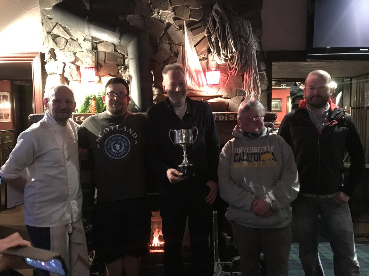 2020 World Mince and Tattie Champion, Tobermory RNLI Deputy Mechanic Tony 'Kiwi' Spillane with the judges