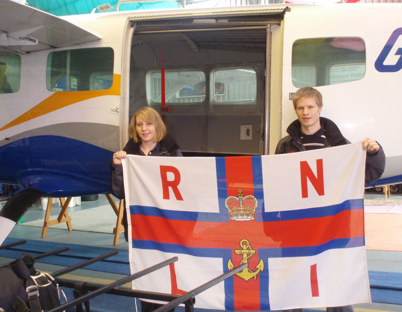Charlotte and Jake before their skydive in 2011
